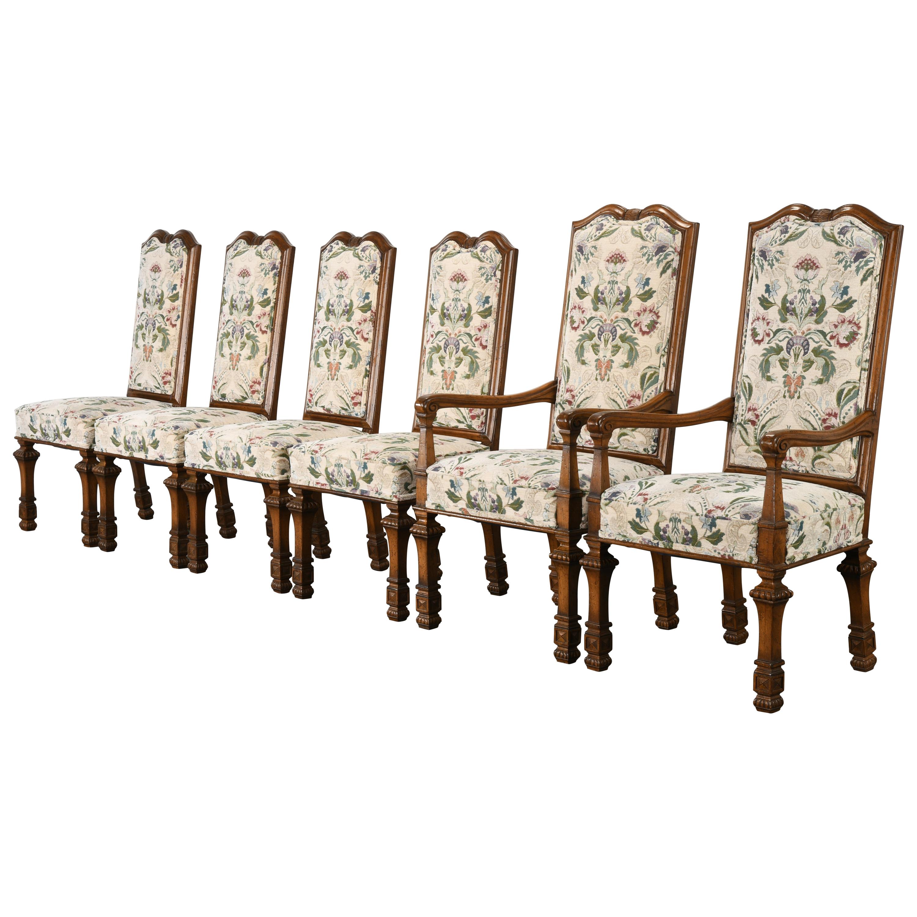Set of 6 French Louis XIV Dining Chairs by Auffray Furniture, 1980s