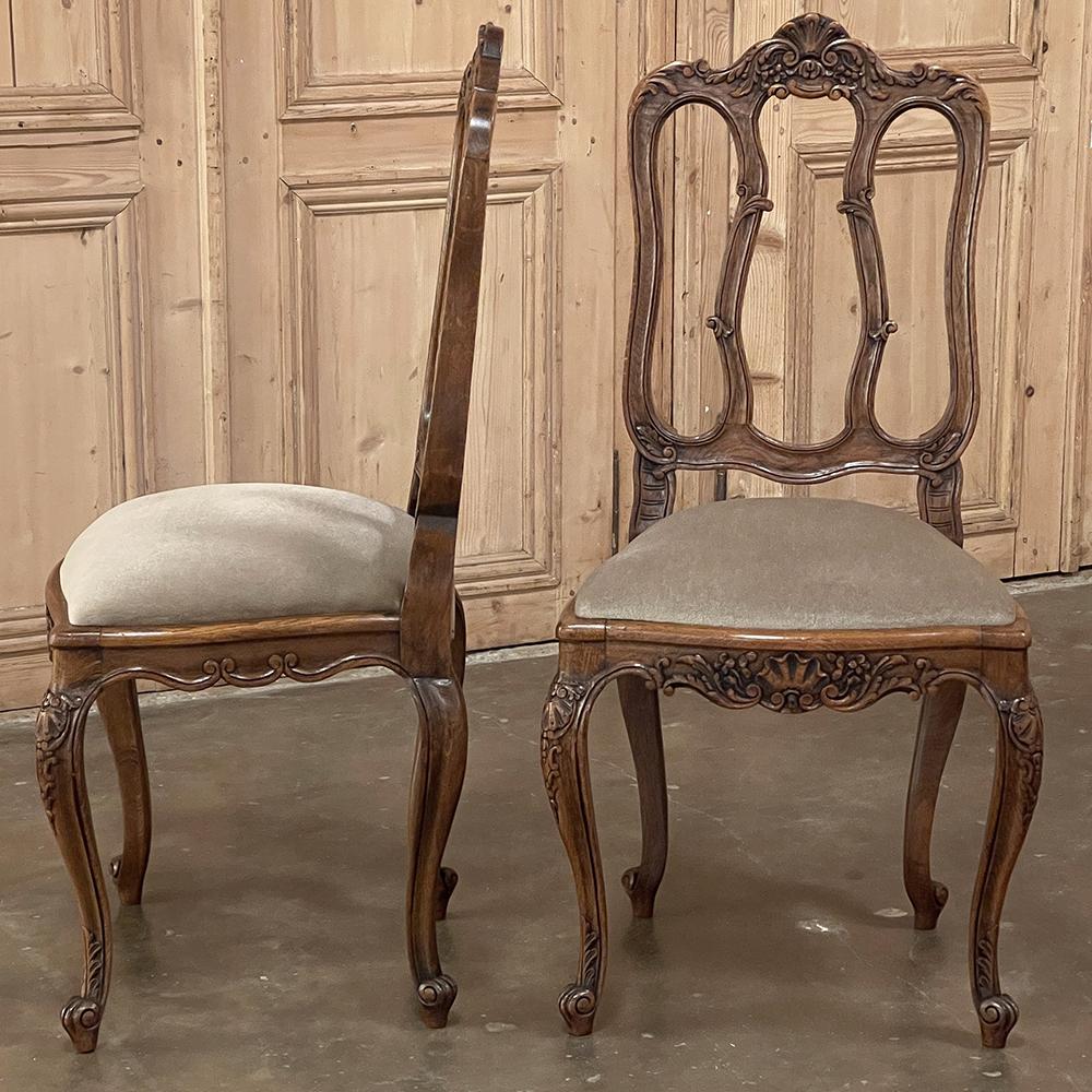 Set of 6 French Louis XV Dining Chairs with Mohair For Sale 5