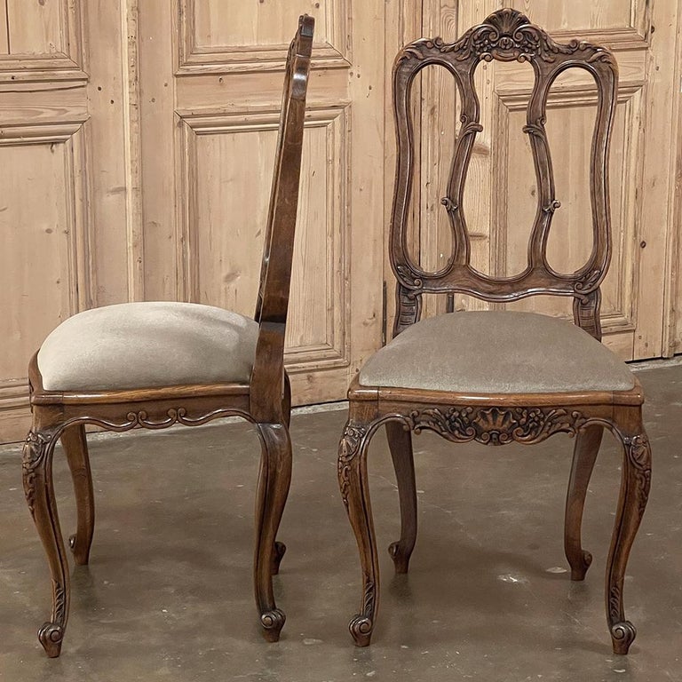 Set of 6 French Louis XV Dining Chairs with Mohair For Sale at 1stDibs
