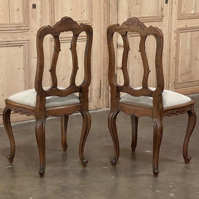 Set of 6 French Louis XV Dining Chairs with Mohair For Sale at 1stDibs