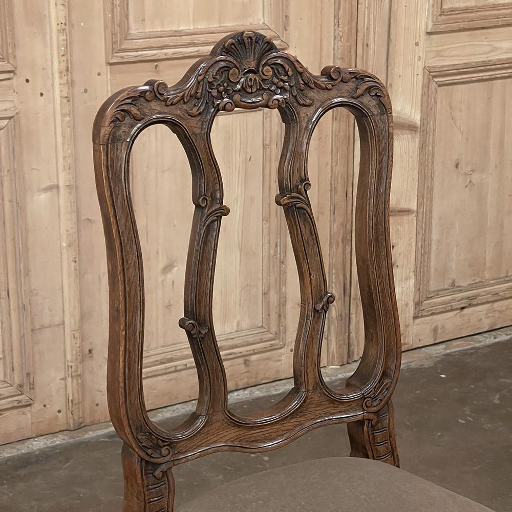Set of 6 French Louis XV Dining Chairs with Mohair For Sale 7