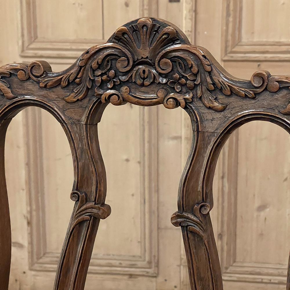 Ensemble de 6 chaises de salle à manger françaises Louis XV en mohair en vente 8