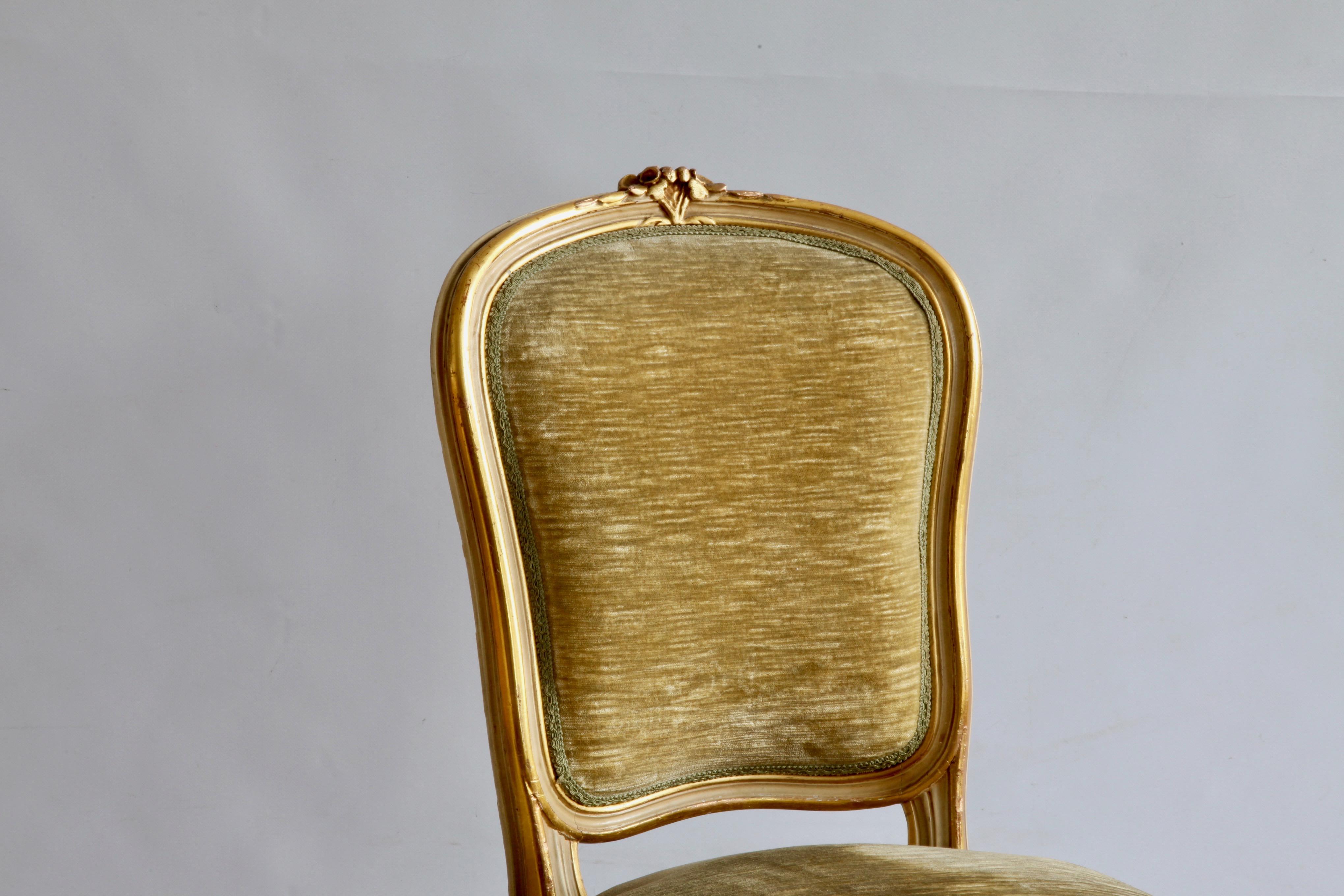 Set of 6 Matching Louis XV Style Chairs, with Gilded Highlights 5