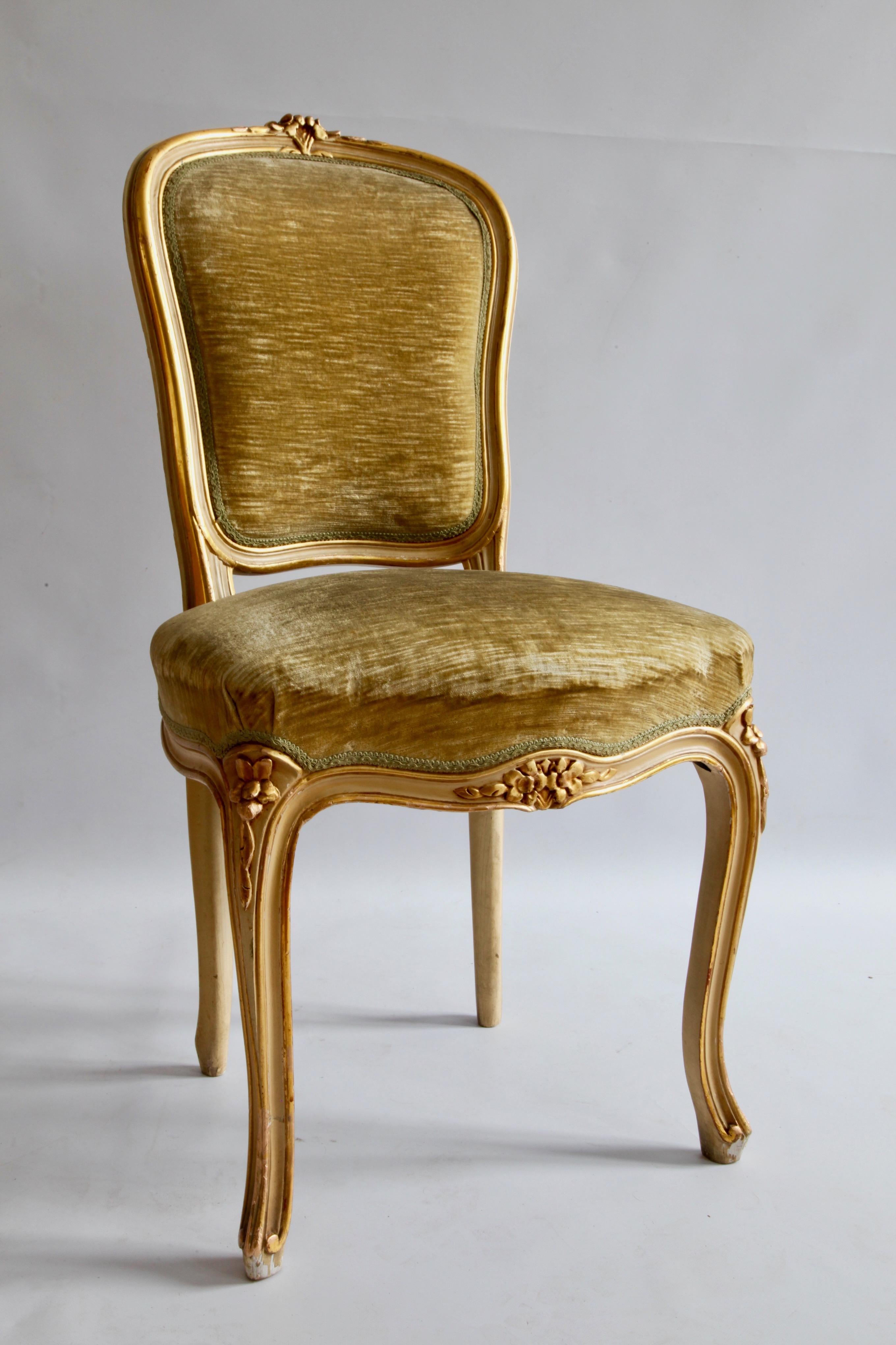 Set of 6 Matching Louis XV Style Chairs, with Gilded Highlights 6