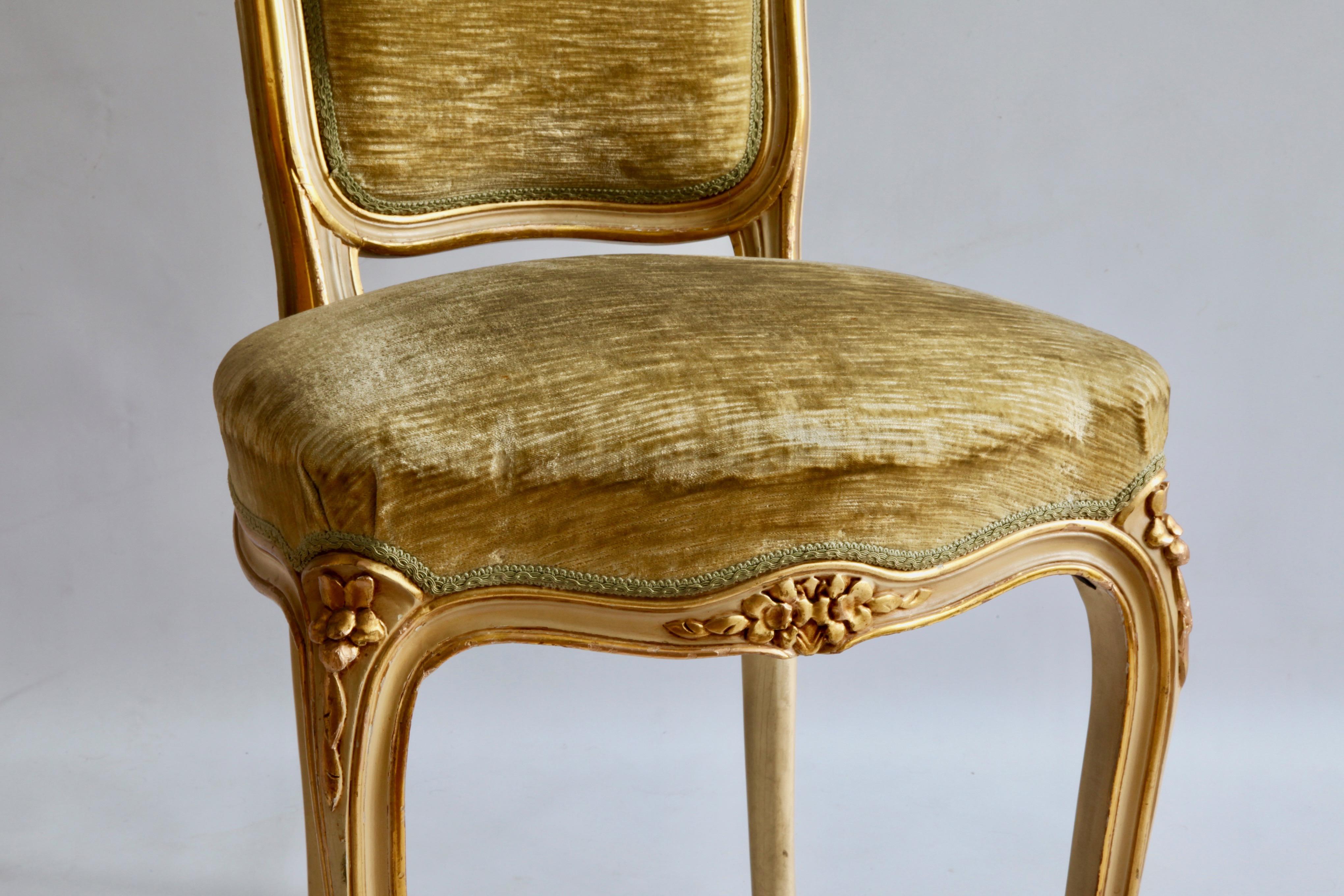 Set of 6 Matching Louis XV Style Chairs, with Gilded Highlights 7