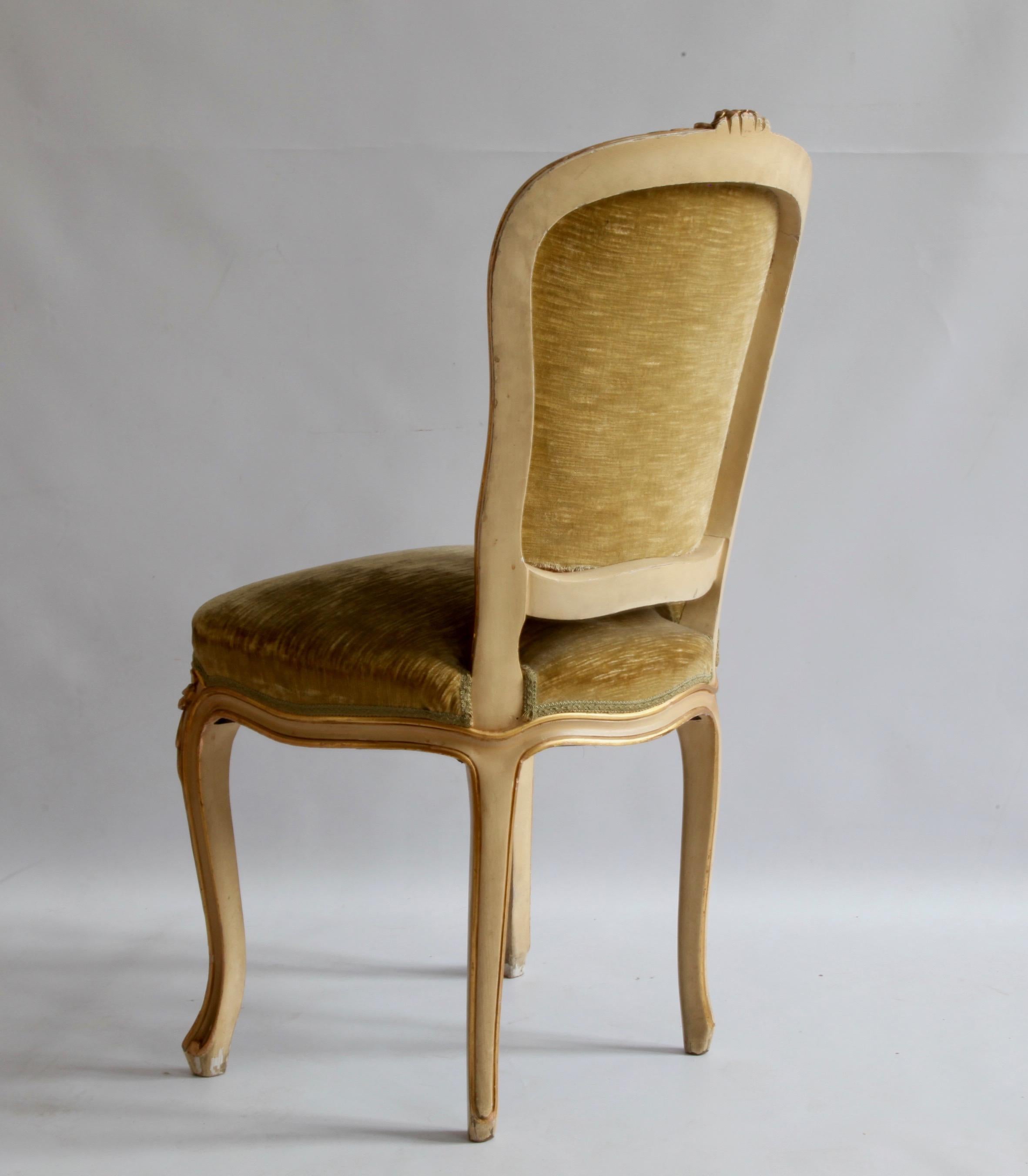 Set of 6 Matching Louis XV Style Chairs, with Gilded Highlights 8