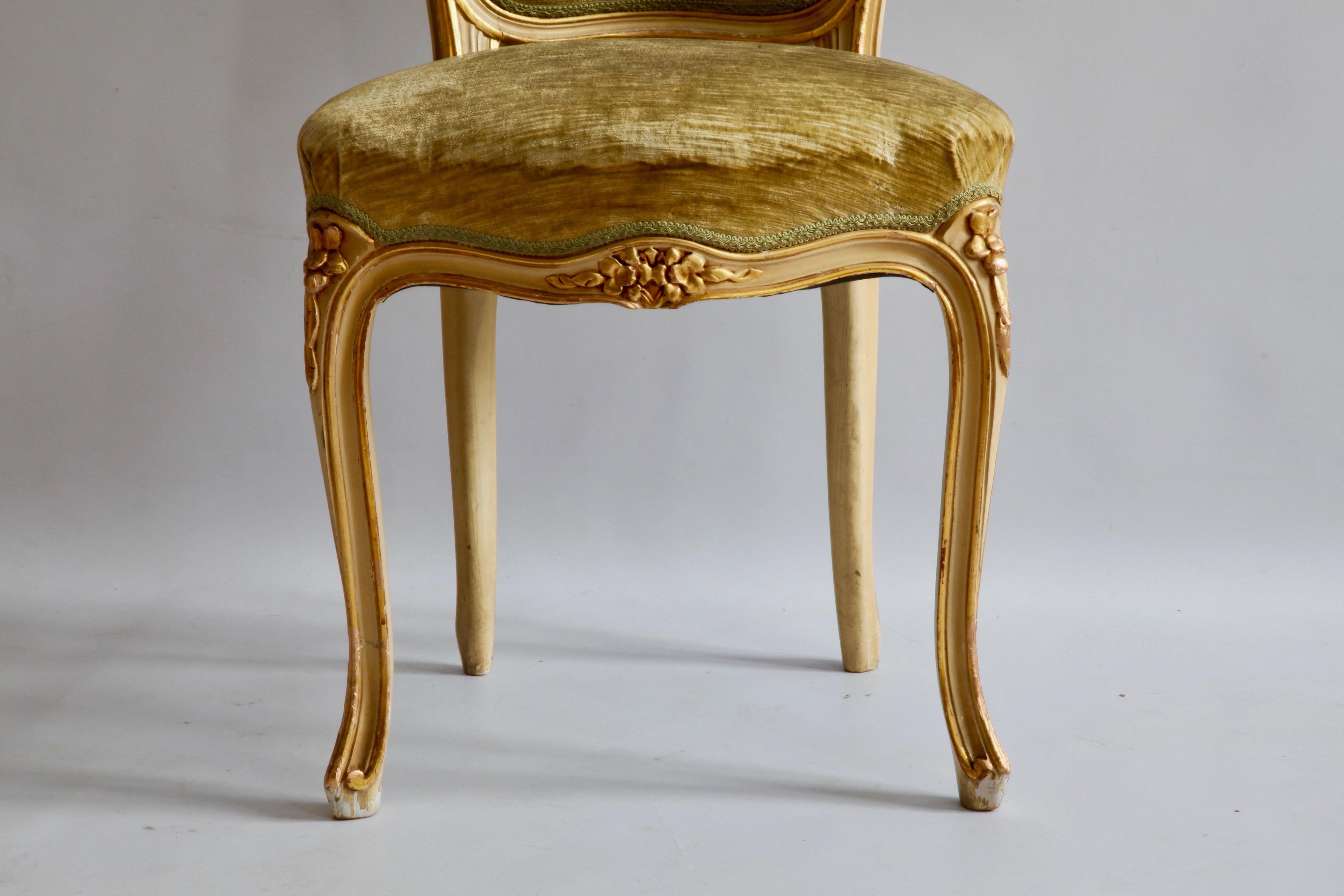 Set of 6 Matching Louis XV Style Chairs, with Gilded Highlights 9