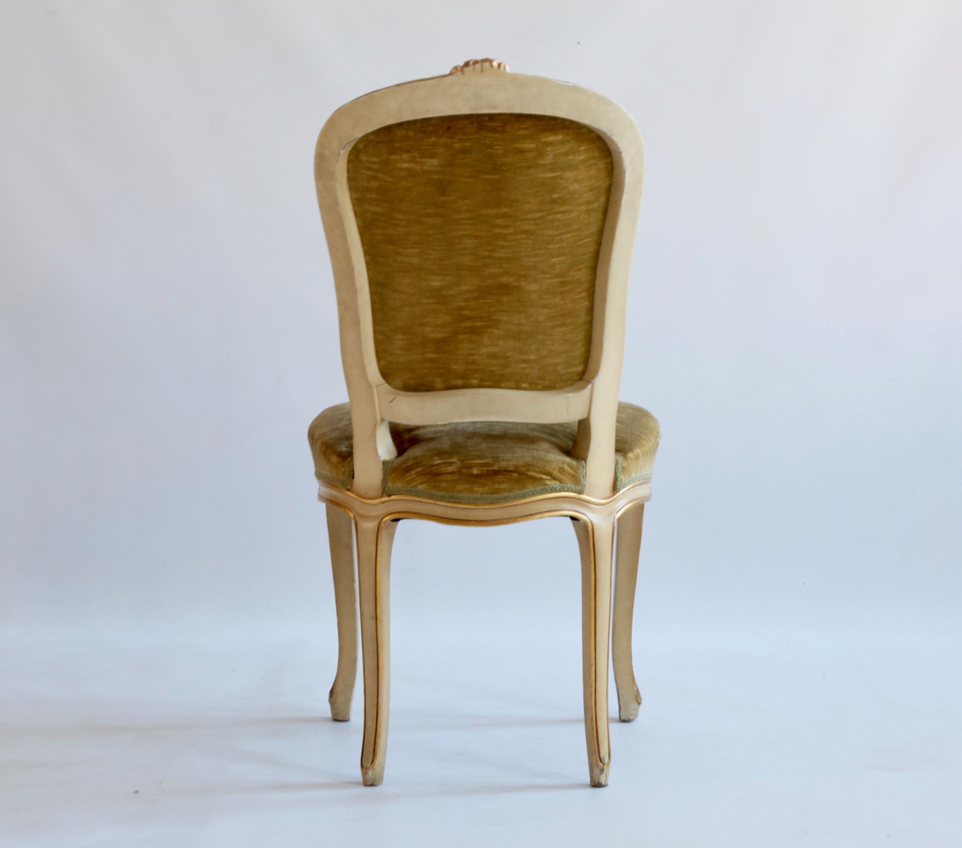 Set of 6 Matching Louis XV Style Chairs, with Gilded Highlights 1