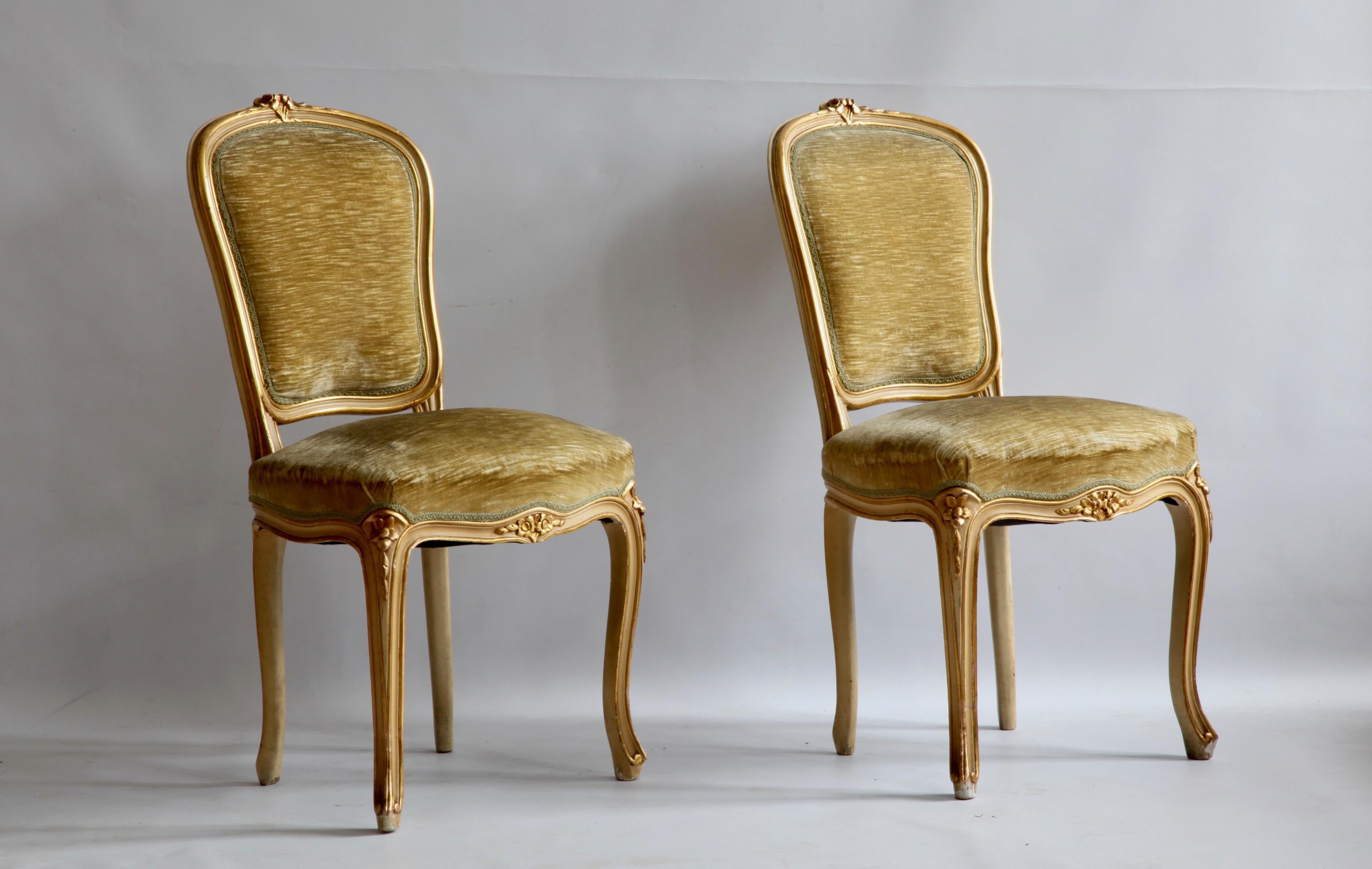 Set of 6 Matching Louis XV Style Chairs, with Gilded Highlights 3
