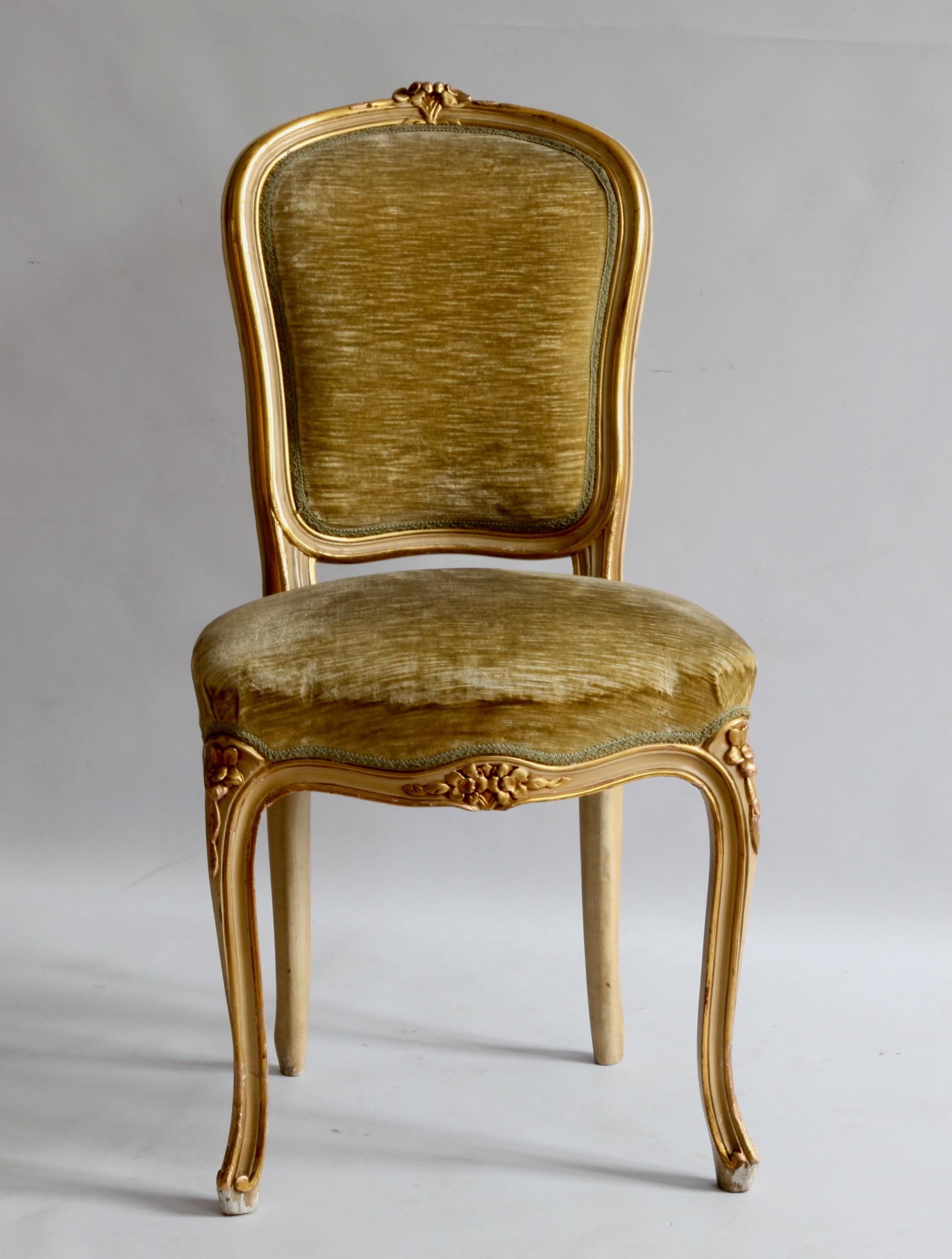 Set of 6 Matching Louis XV Style Chairs, with Gilded Highlights 4