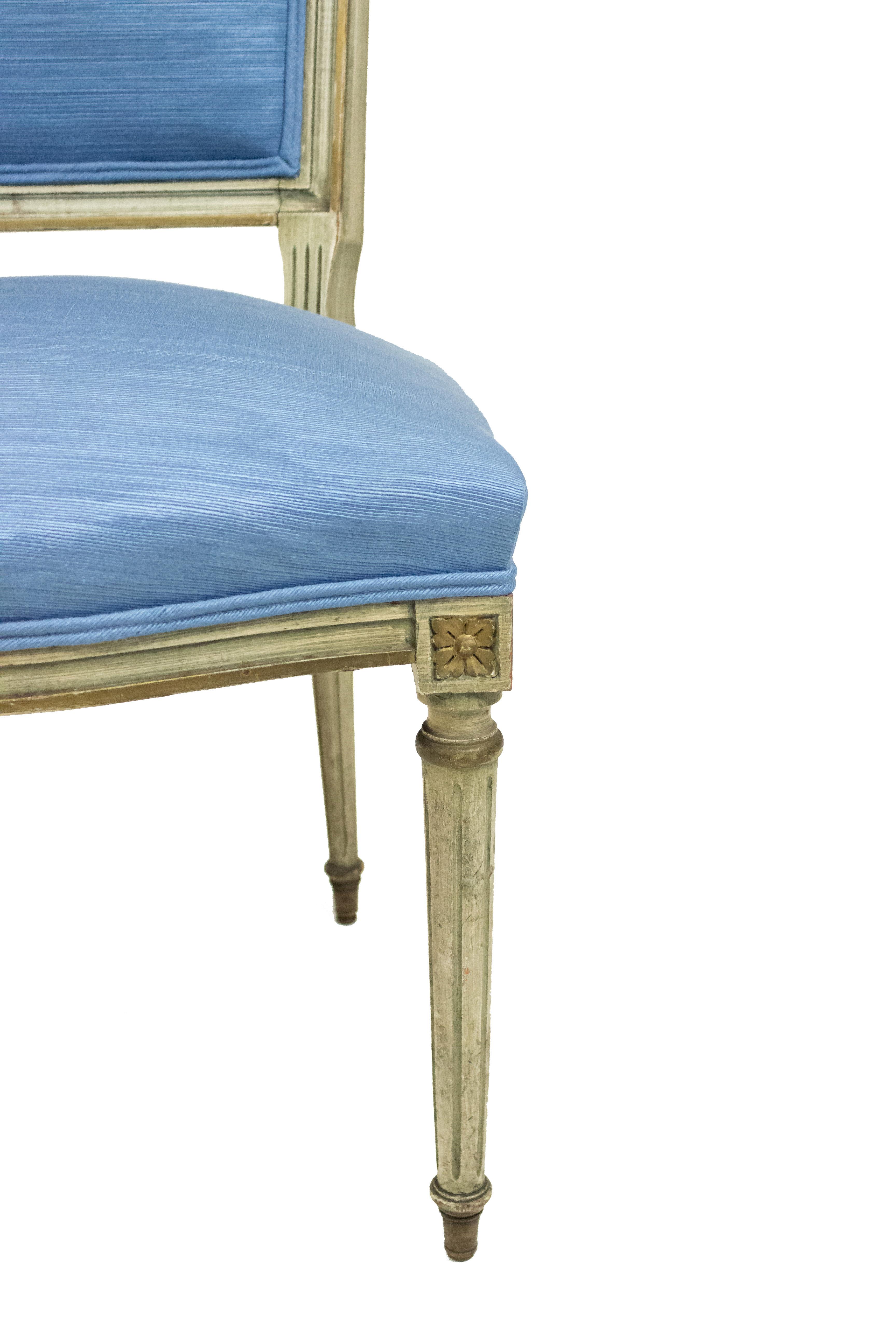 Set of 6 French Louis XVI Blue Side Chairs For Sale 1