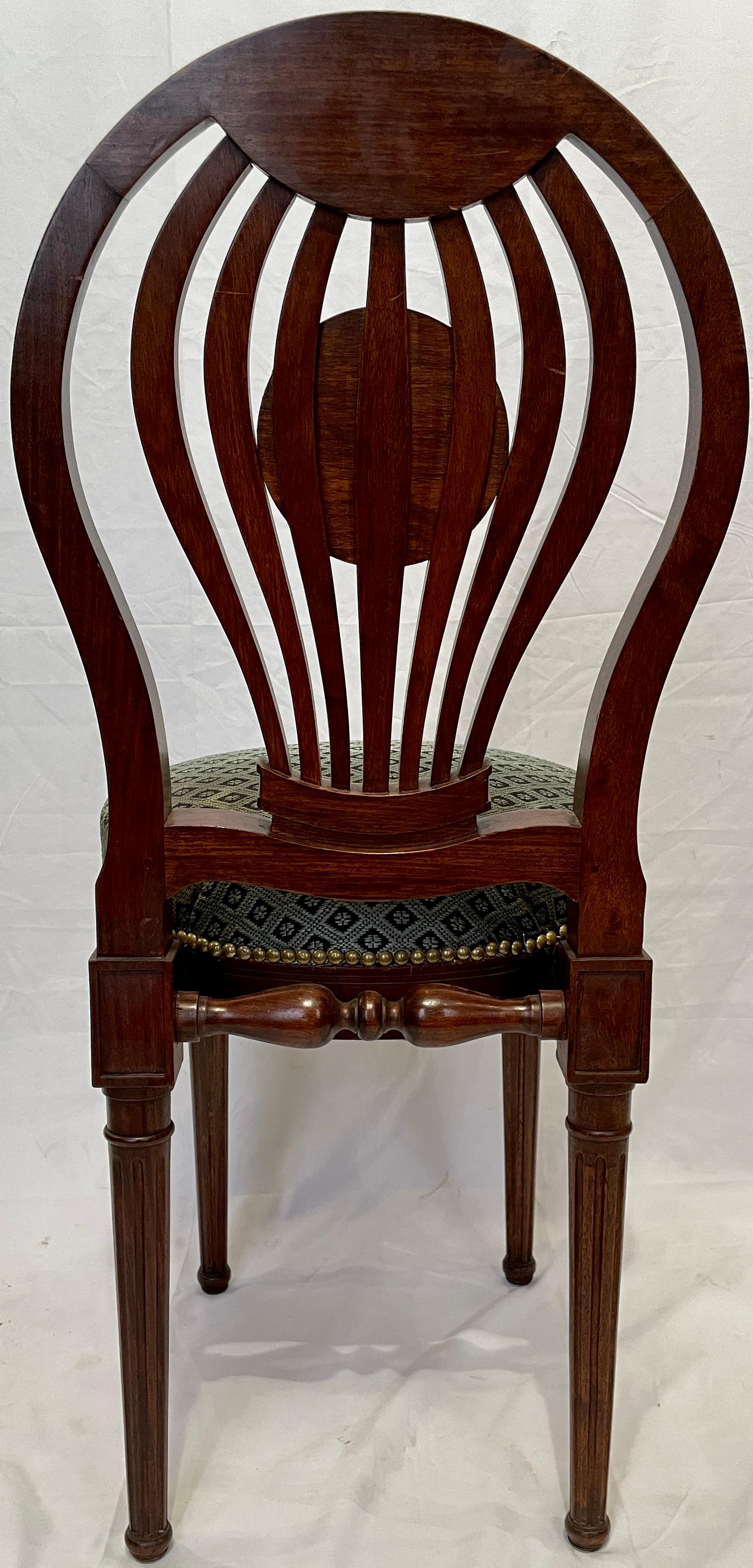 20th Century Set of 6 French Louis XVI Carved Walnut Chairs For Sale