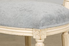 Set di 6 sedie da pranzo francesi in stile Luigi XVI dipinte in blu polveroso, primi anni del XX secolo