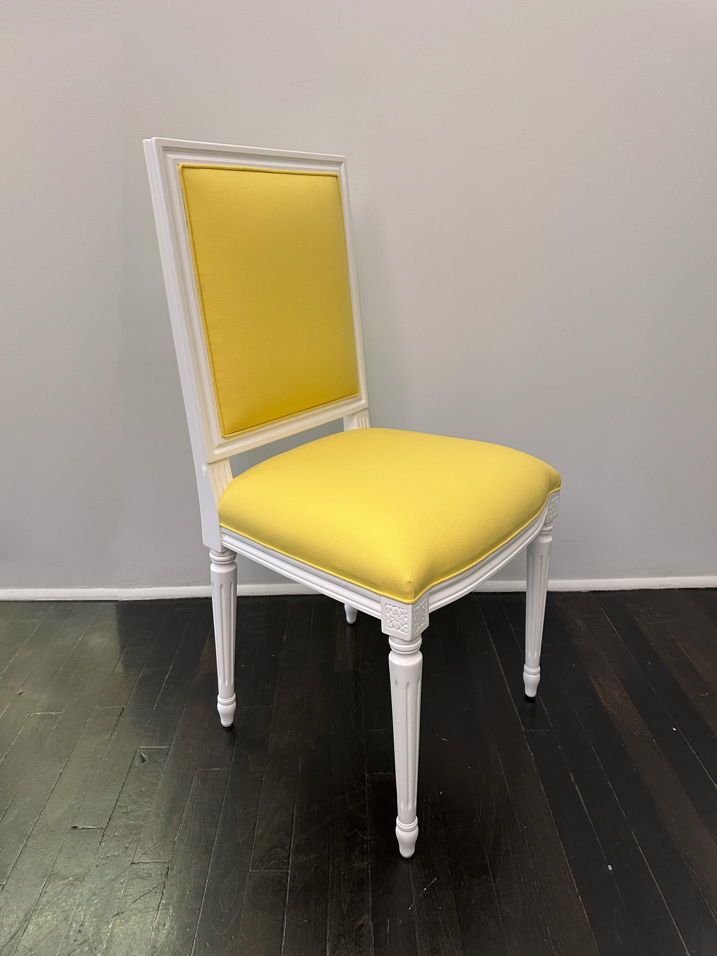 Set di 6 sedie francesi in stile Luigi XVI con schienale quadrato imbottito in vendita 6