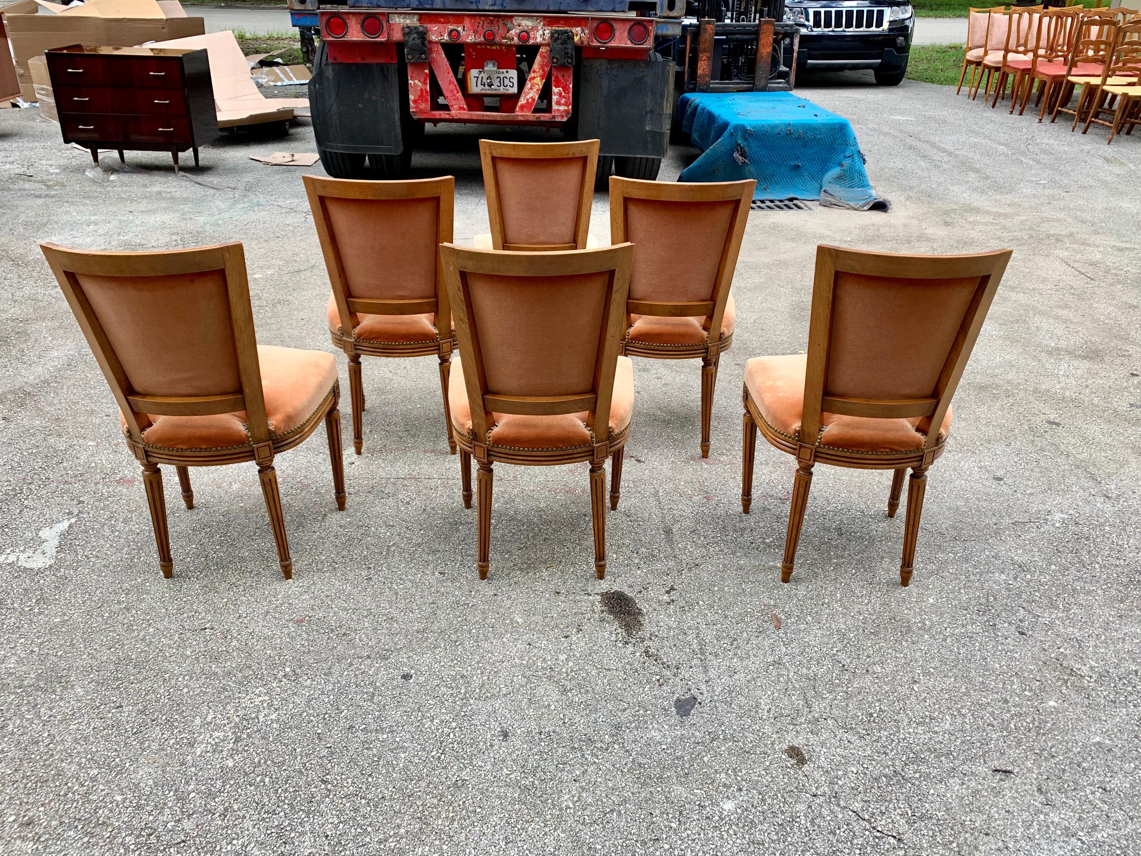 Set of 6 French Louis Xvl Solid Mahogany Dining Chairs, 1910s For Sale 4
