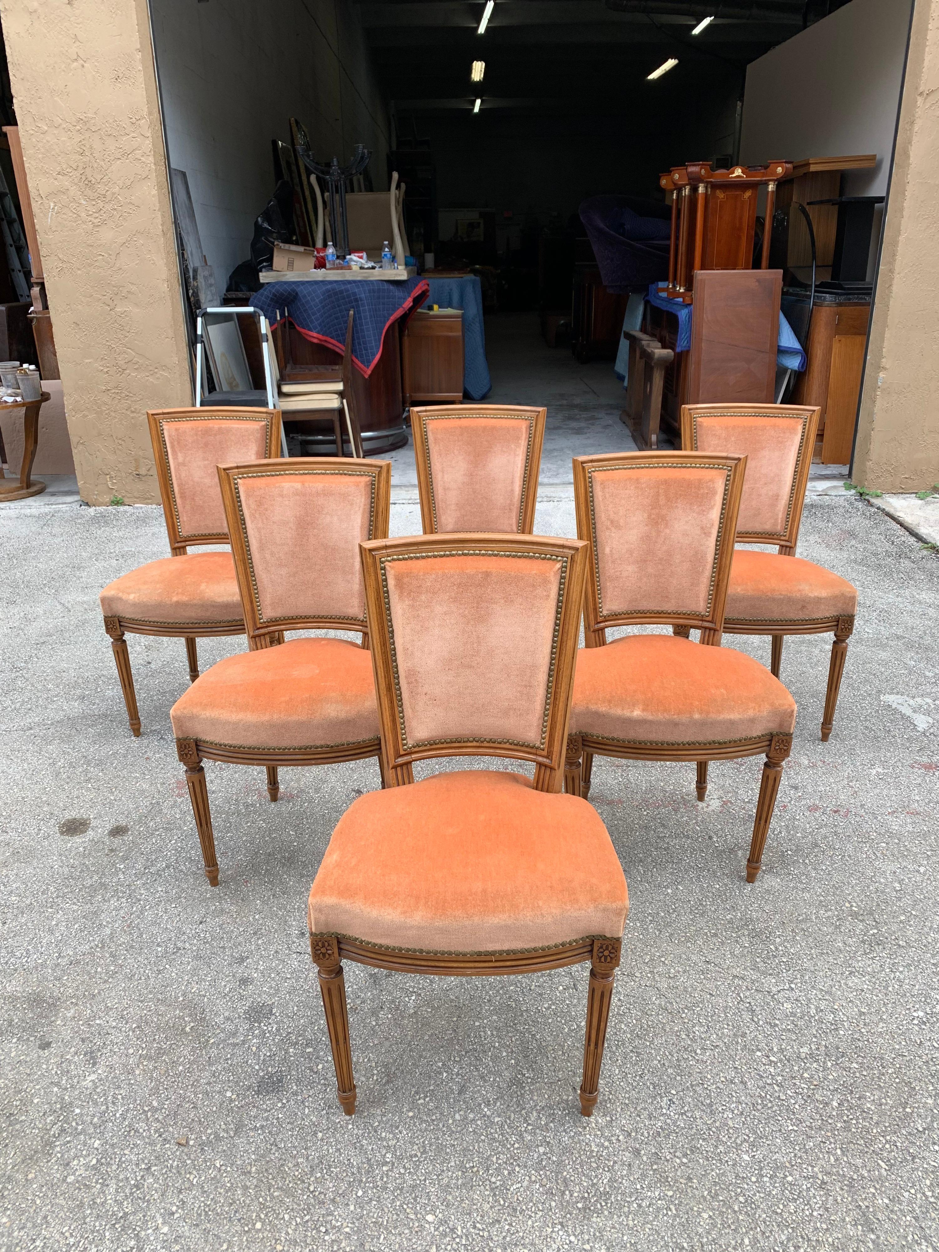 Set of 6 French Louis Xvl Solid Mahogany Dining Chairs, 1910s For Sale 5