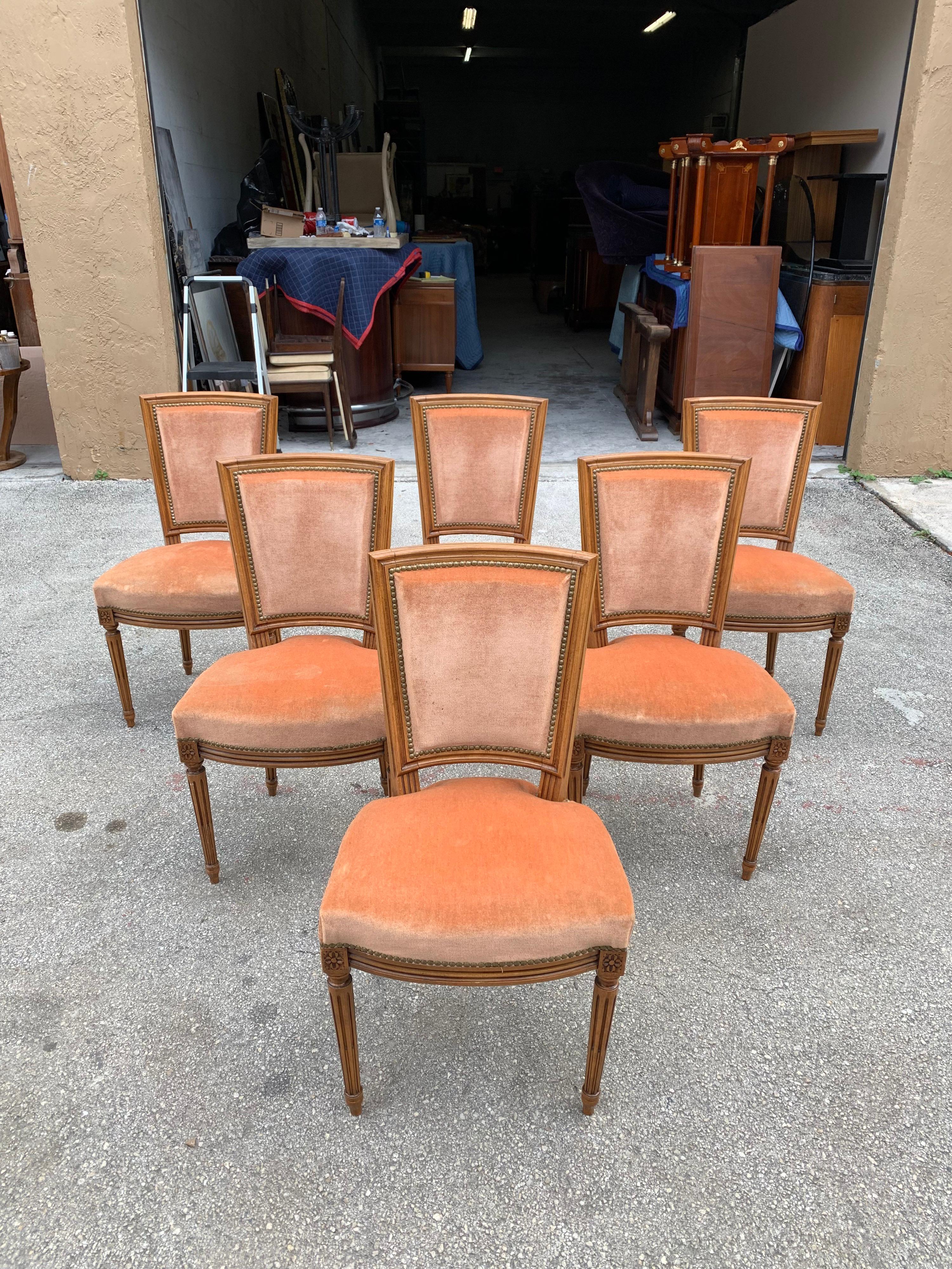 Set of 6 French Louis Xvl Solid Mahogany Dining Chairs, 1910s For Sale 6
