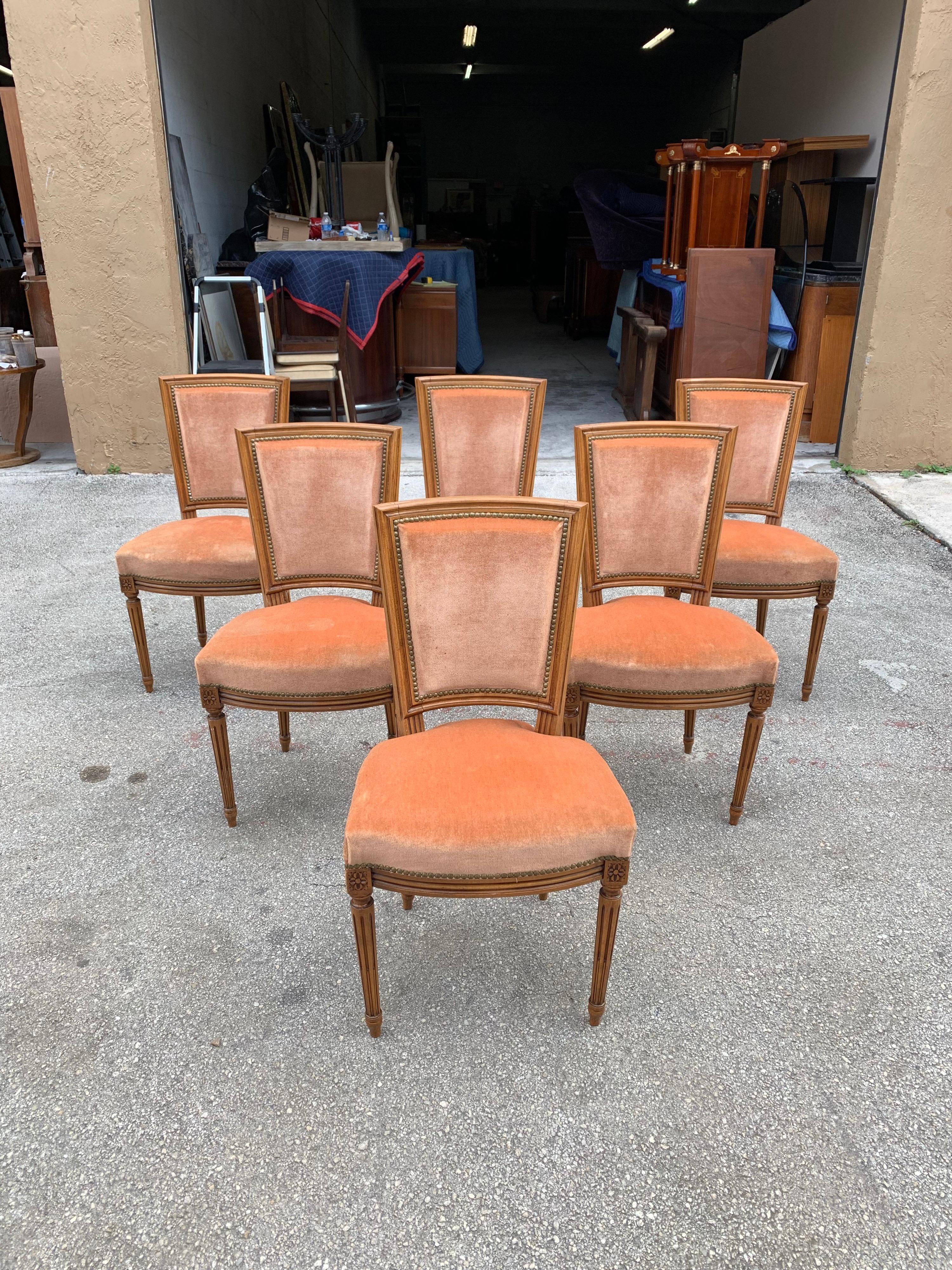 Set of 6 French Louis Xvl Solid Mahogany Dining Chairs, 1910s For Sale 7