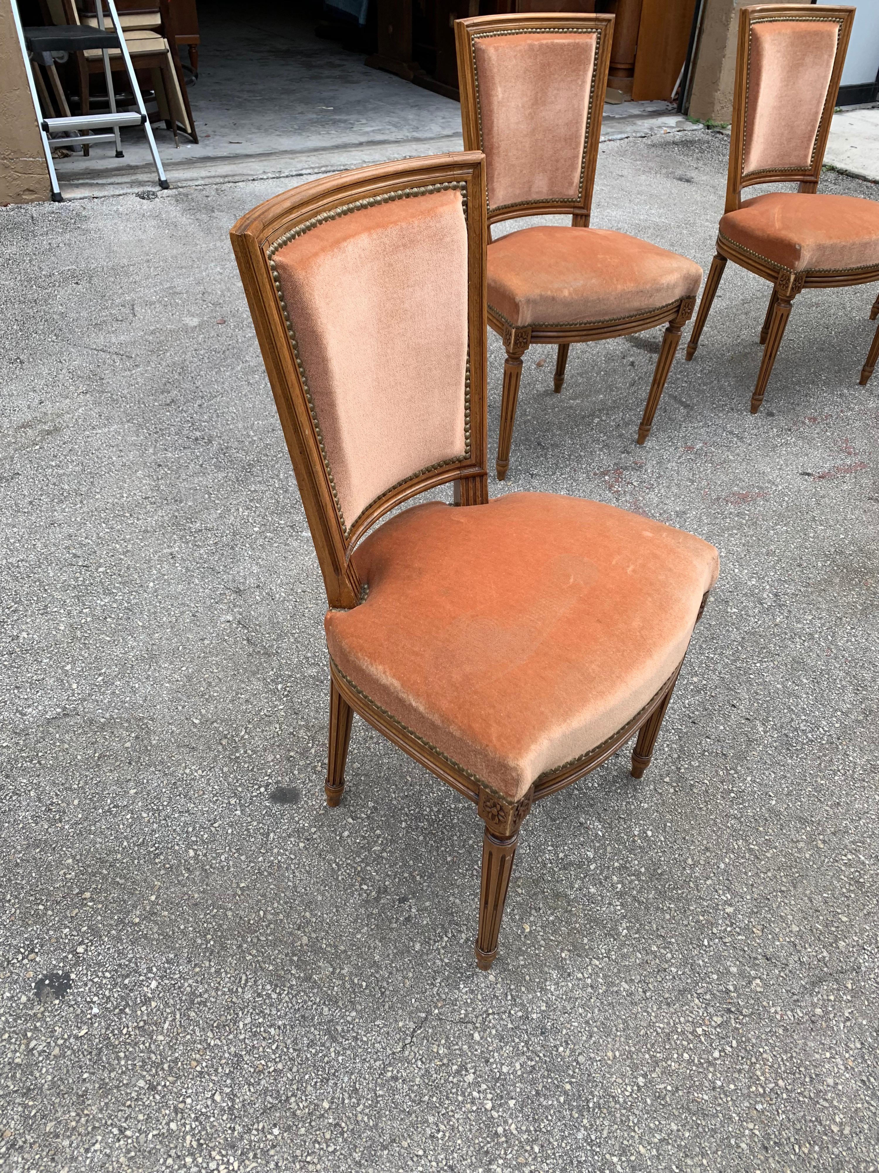 Set of 6 French Louis Xvl Solid Mahogany Dining Chairs, 1910s For Sale 8