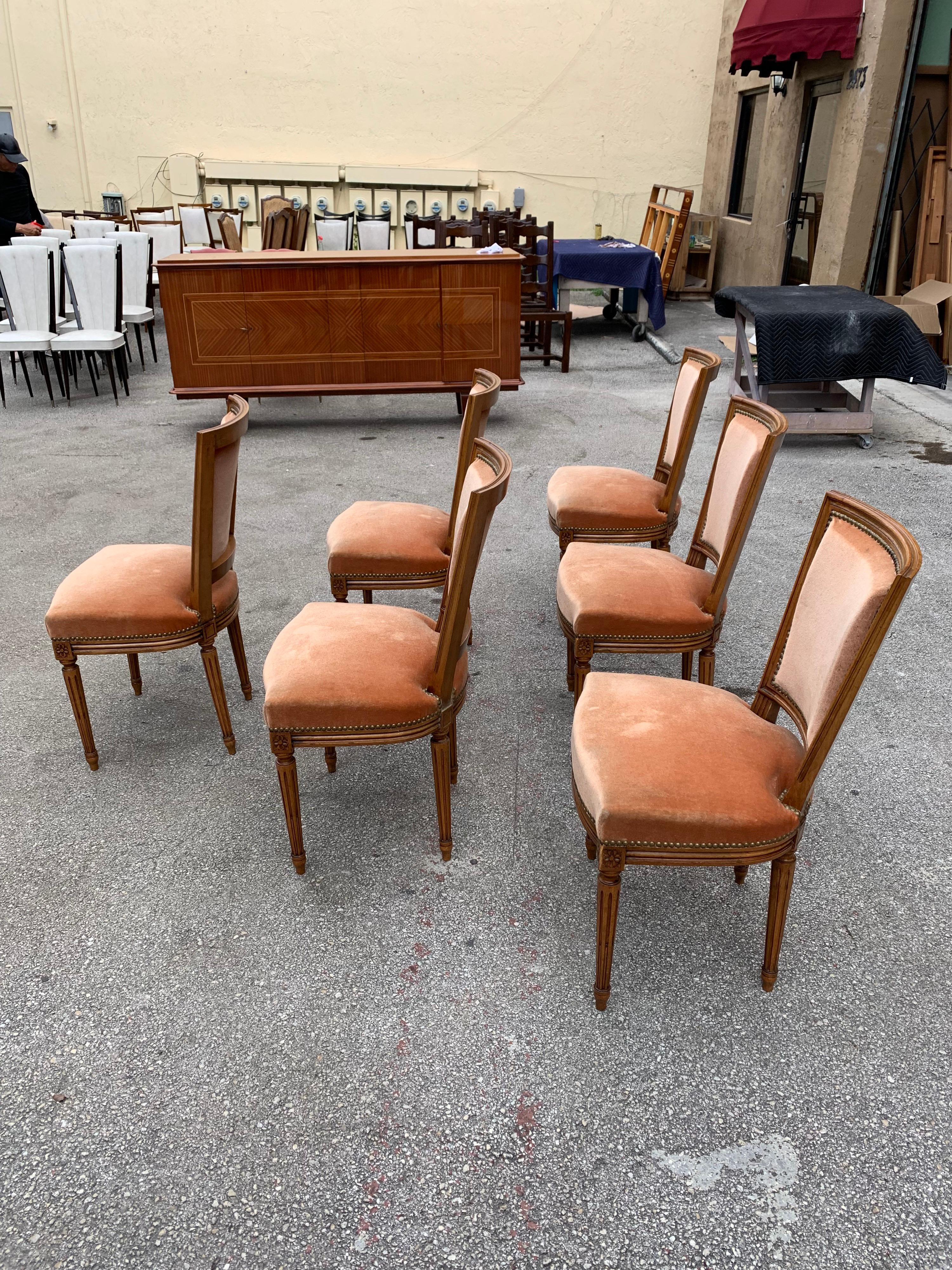 Set of 6 French Louis Xvl Solid Mahogany Dining Chairs, 1910s For Sale 3