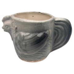 Set of 6 French Majolica Roosters Egg Cup Circa 1900