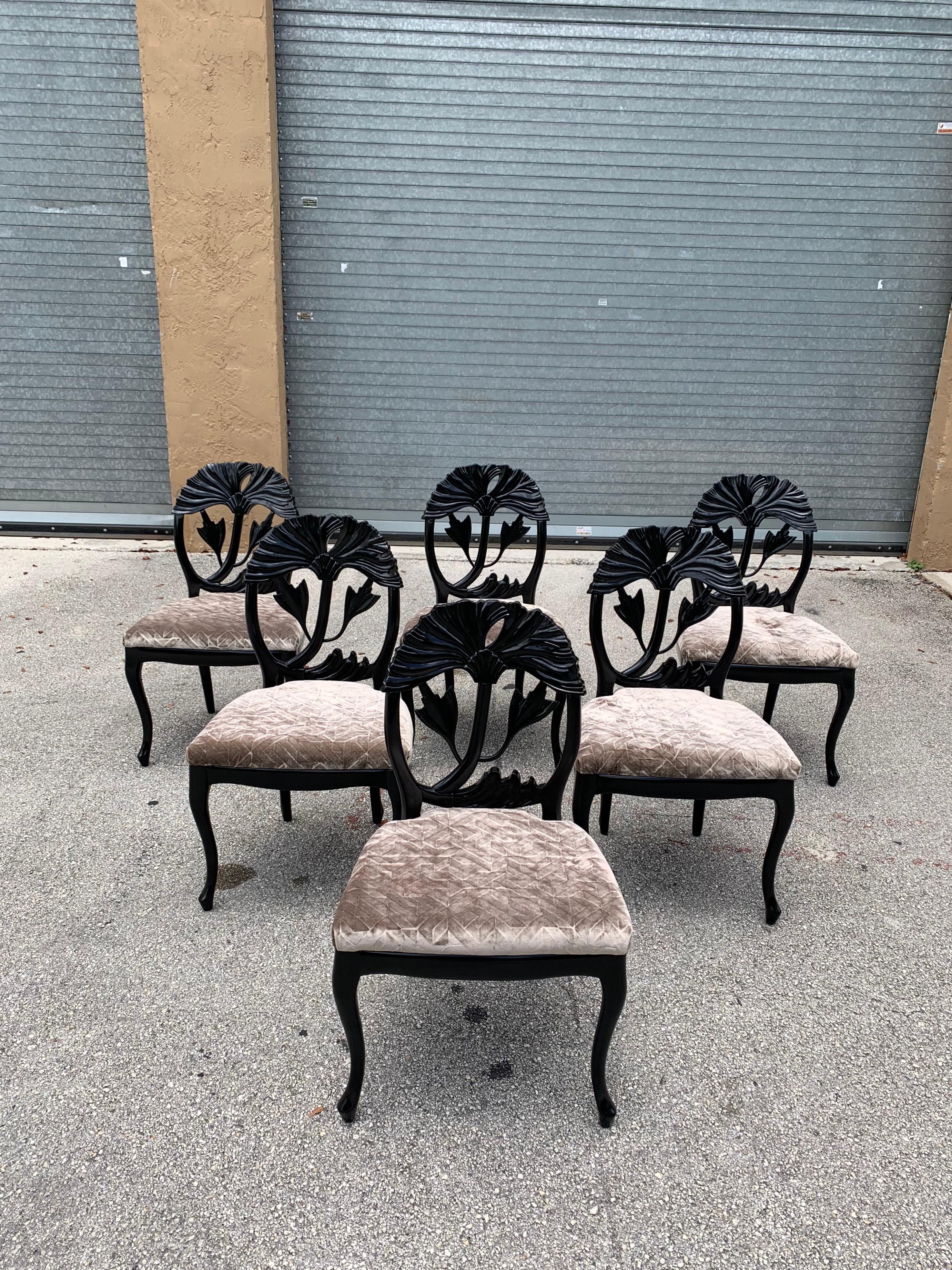 Set of 6 French Mid-Century Modern Dining Chairs, 1960s In Good Condition In Hialeah, FL