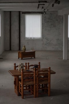 Ensemble de 6 chaises brutalistes modernes françaises, style Charles Dudouyt, fabriquées dans les années 1960