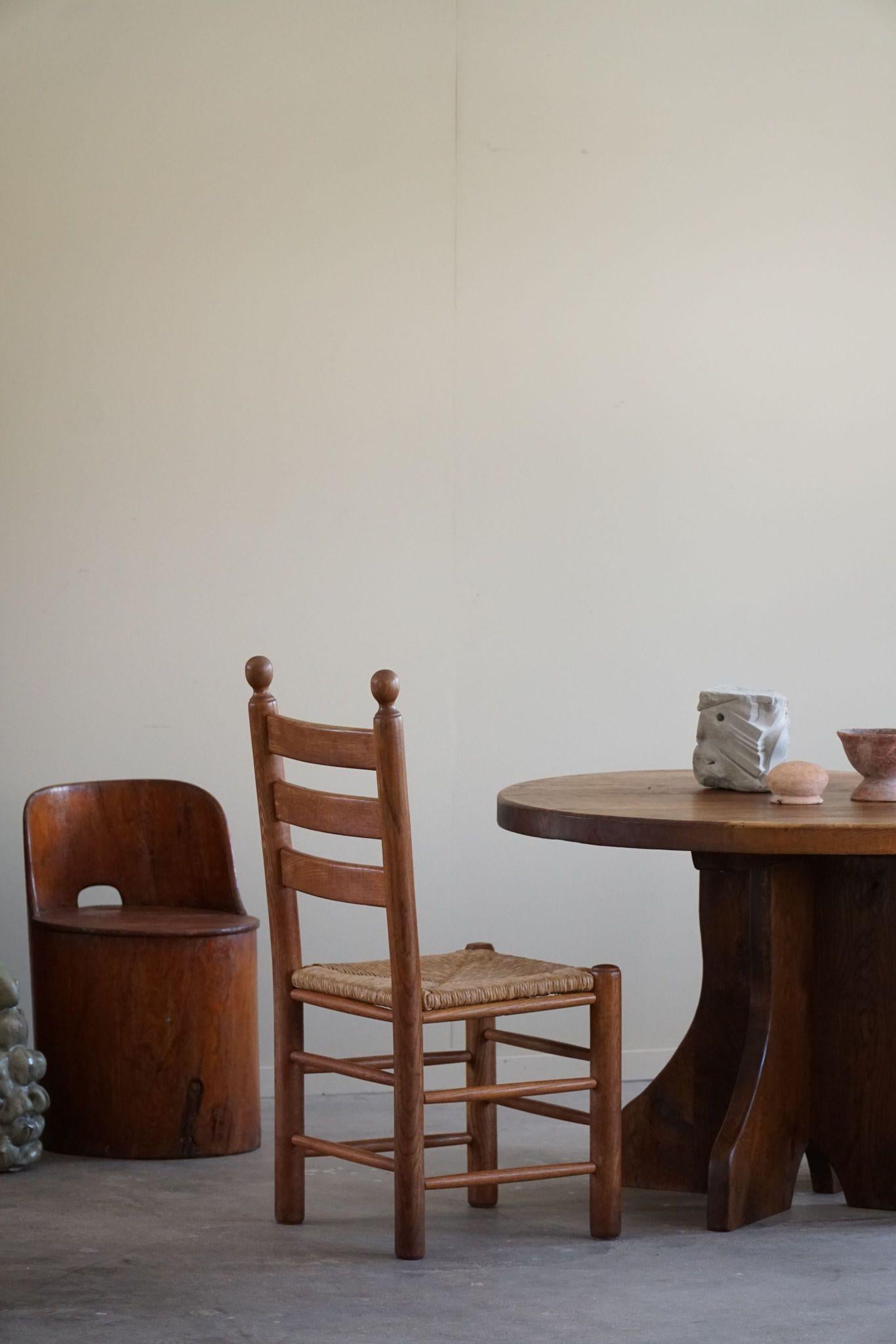 Set of 6 French Modern Brutalist Chairs, Charles Dudouyt Style, Made in 1960s 3