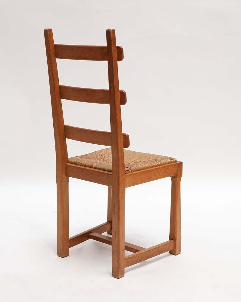 Set of 6 French Oak Dining Chairs In Good Condition For Sale In Los Angeles, CA