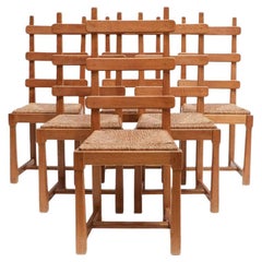 Set of 6 French Oak Dining Chairs
