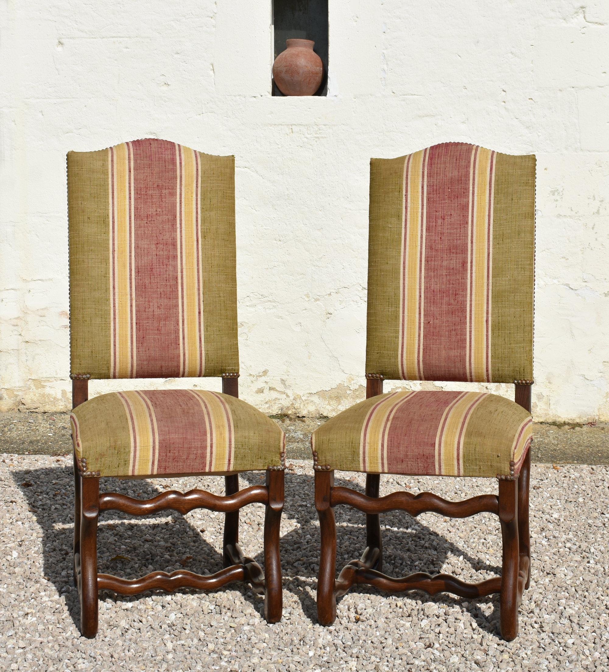 Set of 6 French Os de Mouton Dining Chairs in Oak Style Louis XIII For Sale 3