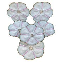 Lote de 6 Platos de Ostra de Porcelana Francesa de Limoges Circa 1900