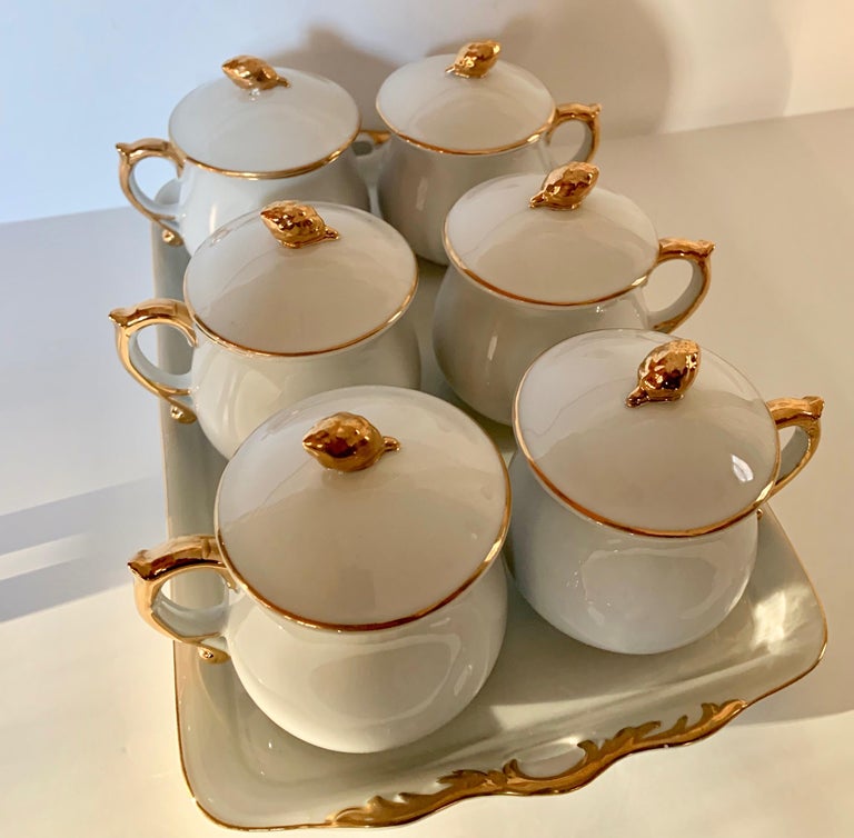 Set of 6 French Porcelain Pot De Creme Containers at 1stDibs