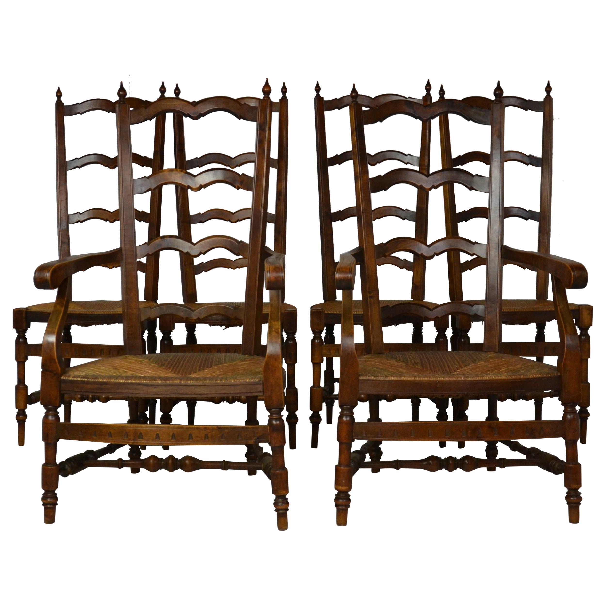 Set of 6 French Provincial Ladder-Back Chairs