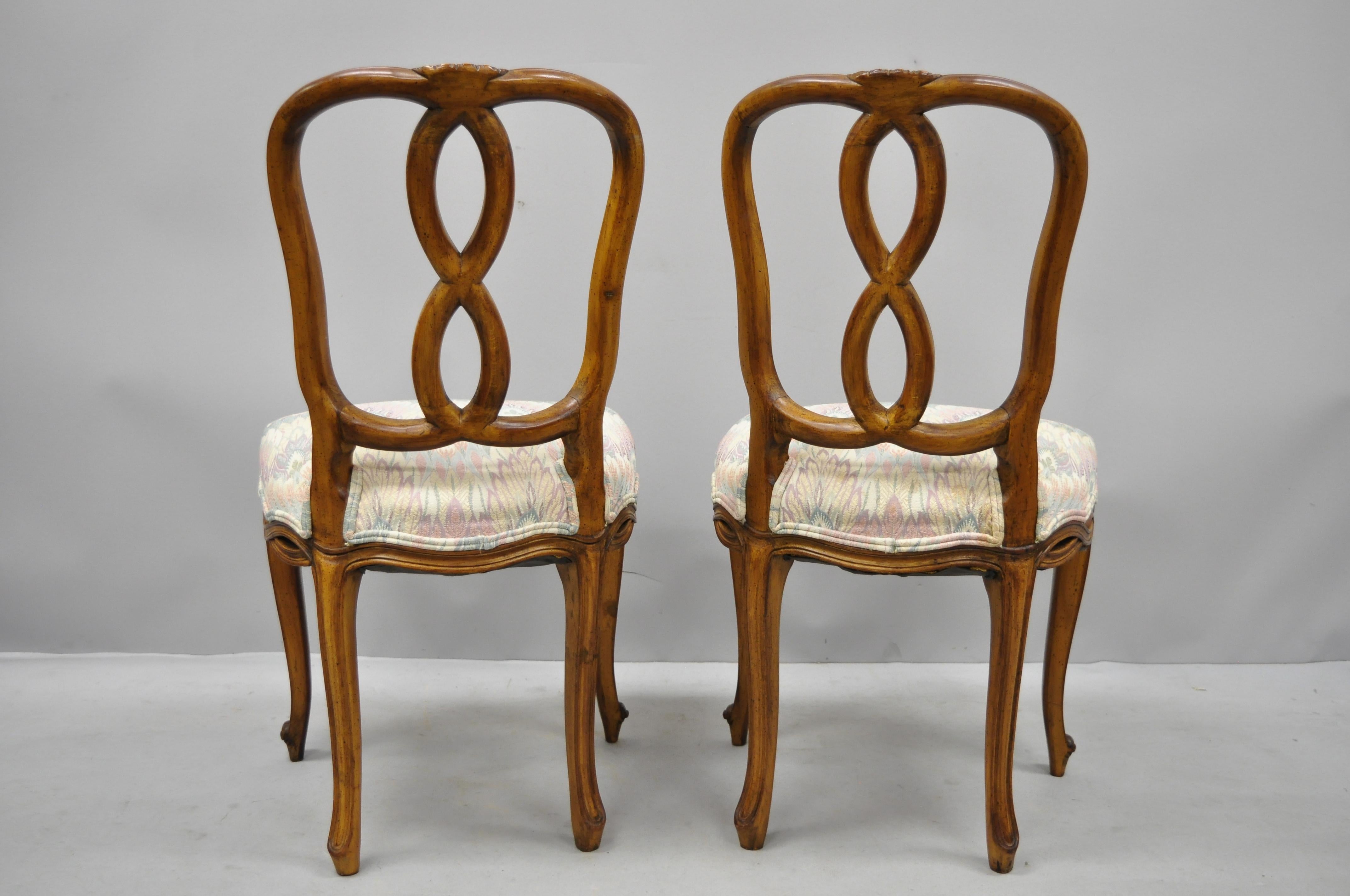 Set of 6 French Provincial Style Pretzel Back Spiral Carved Dining Chairs 1