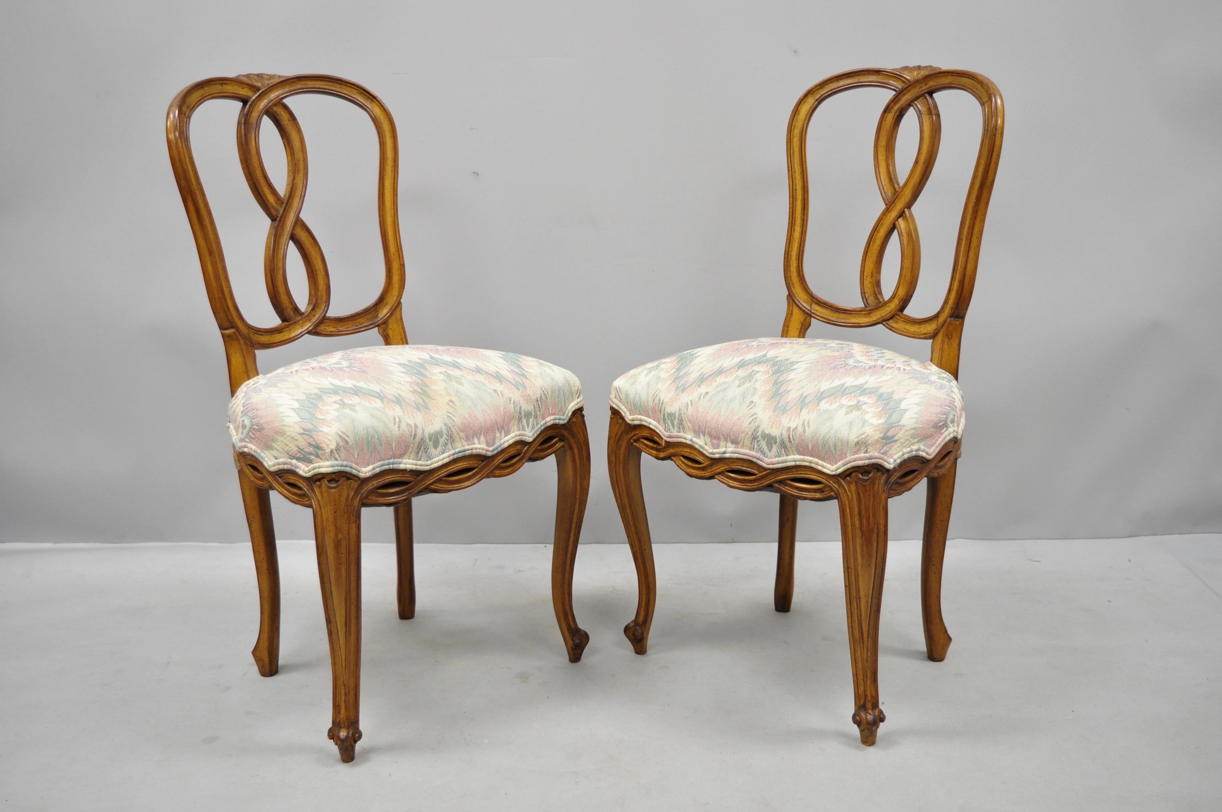 American Set of 6 French Provincial Style Pretzel Back Spiral Carved Dining Chairs