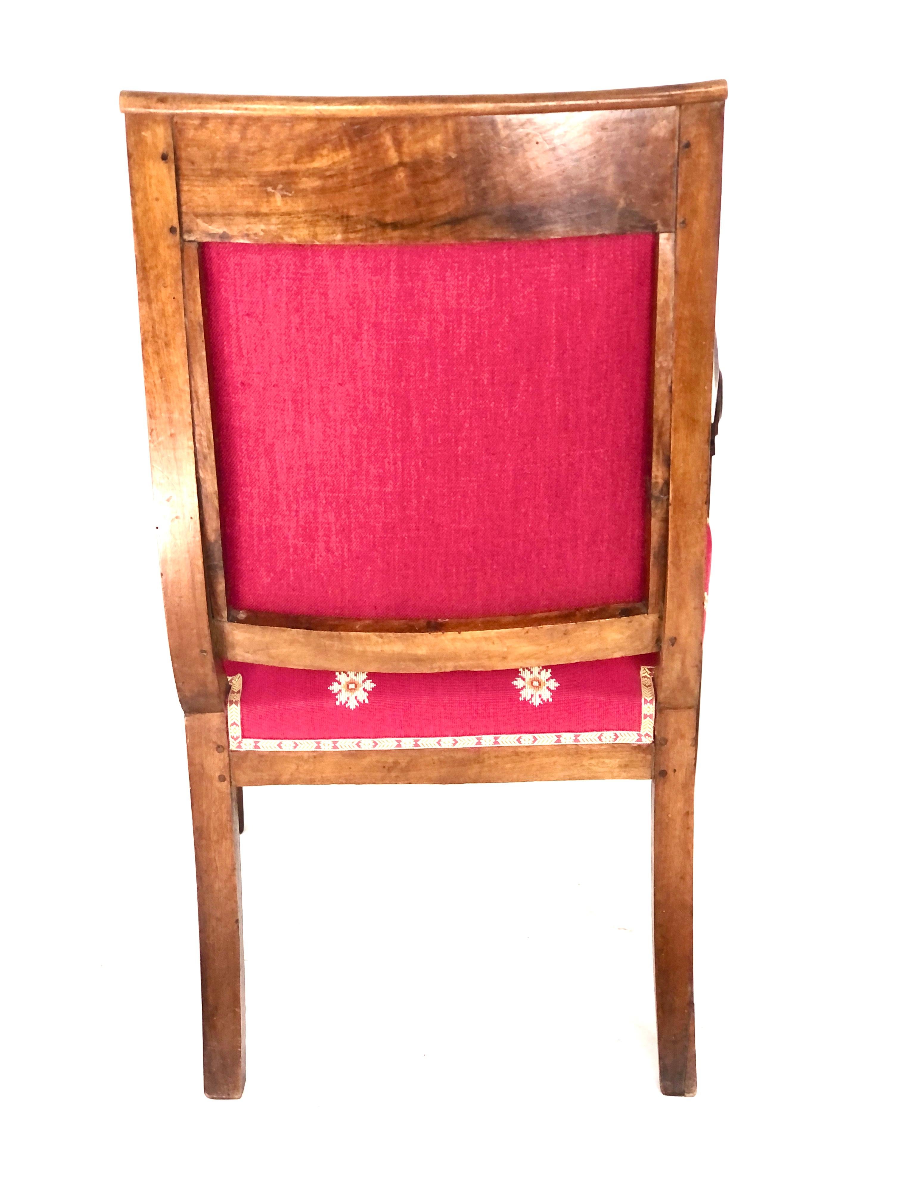 Upholstery 19th Century Set of 6 French Walnut Dining Chairs For Sale
