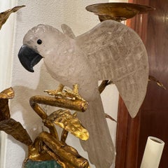 Set of 6 French Rock Crystal Bird Lamps. Sold in pairs