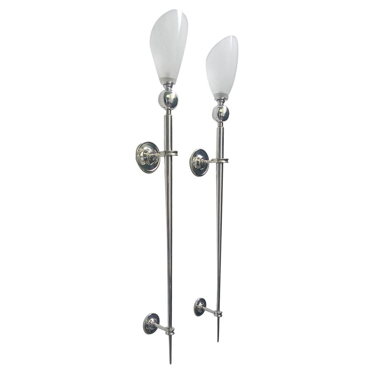 Set di 6 lampade francesi in argento. Venduto a coppia. in vendita