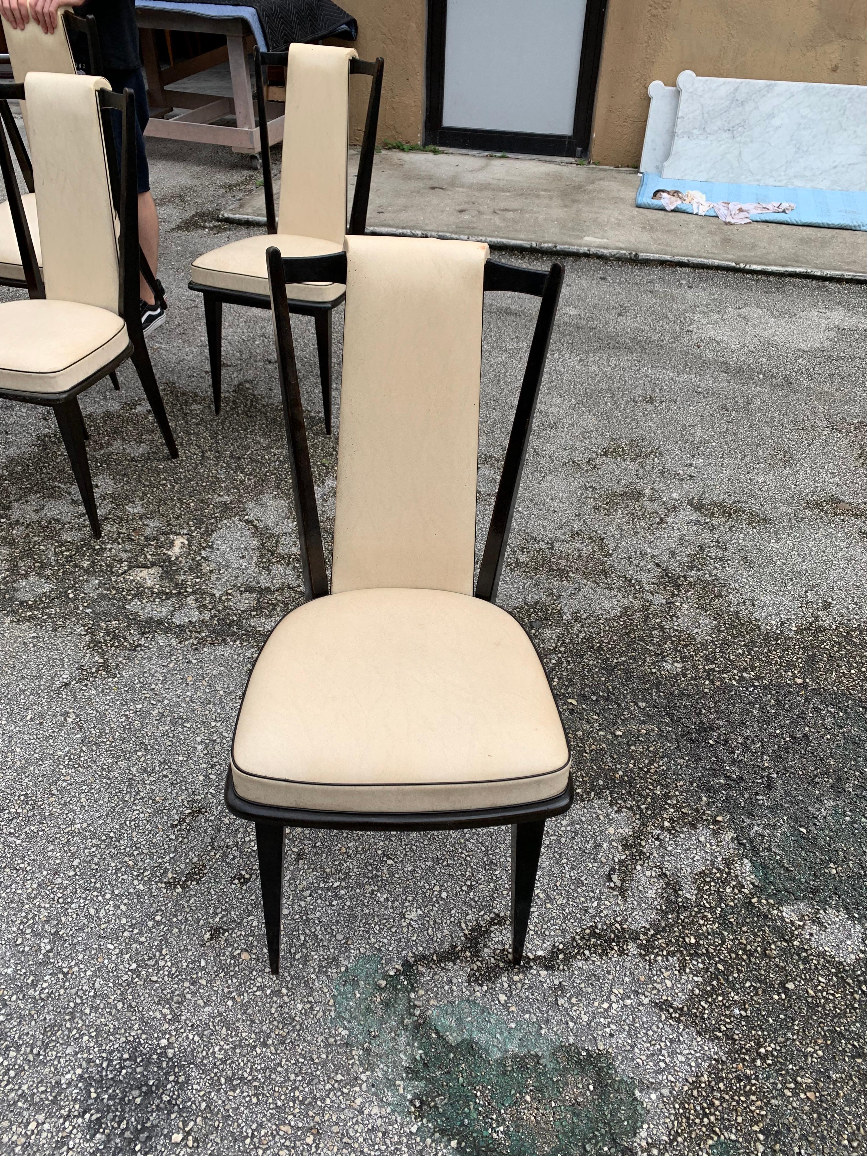 Set of 6 French Vintage Macassar Ebony Dining Chairs For Sale 7