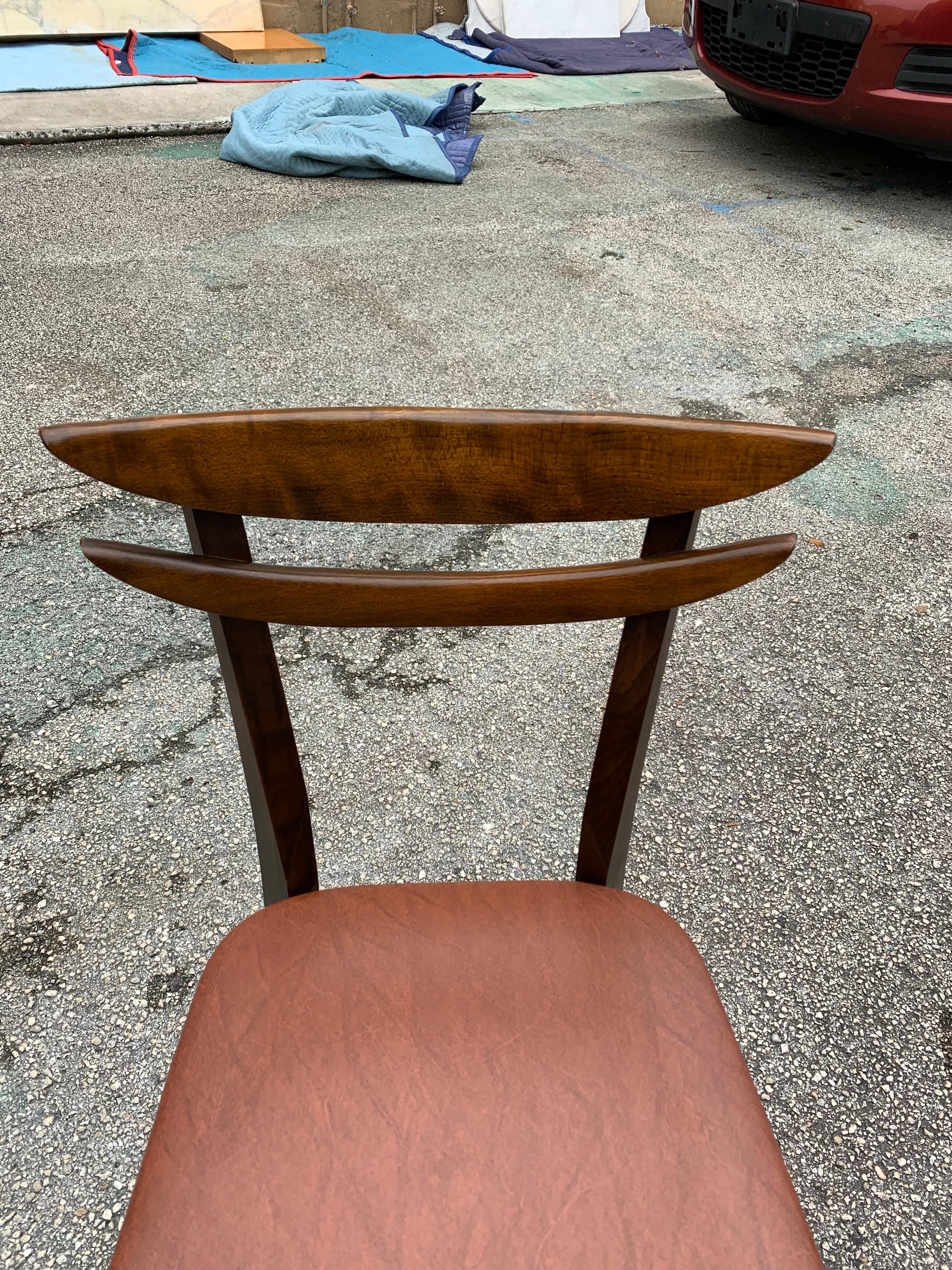Set of 6 French Vintage Mid-Century Modern Solid Mahogany Dining Chairs, 1950s For Sale 9