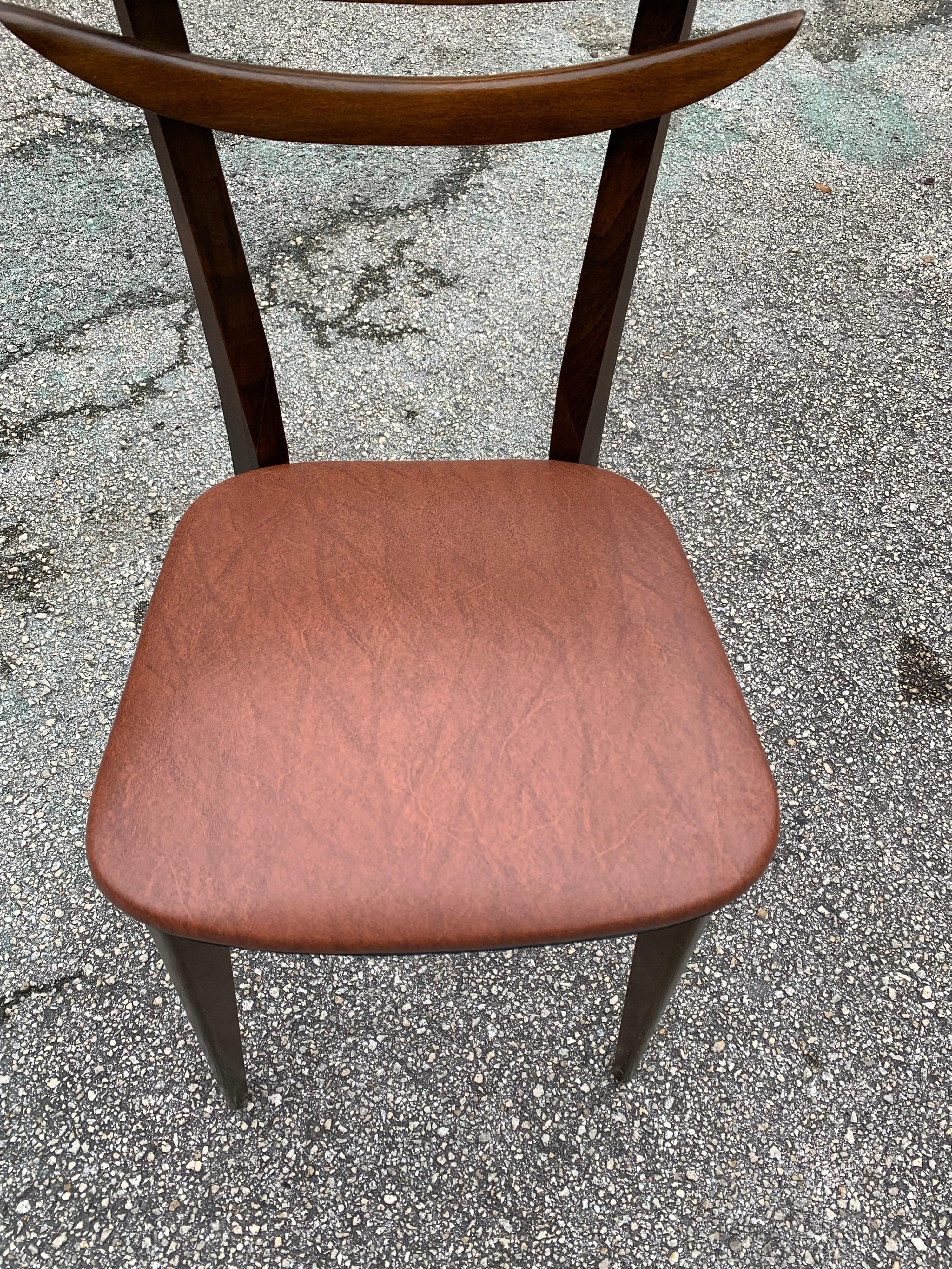 Set of 6 French Vintage Mid-Century Modern Solid Mahogany Dining Chairs, 1950s For Sale 10