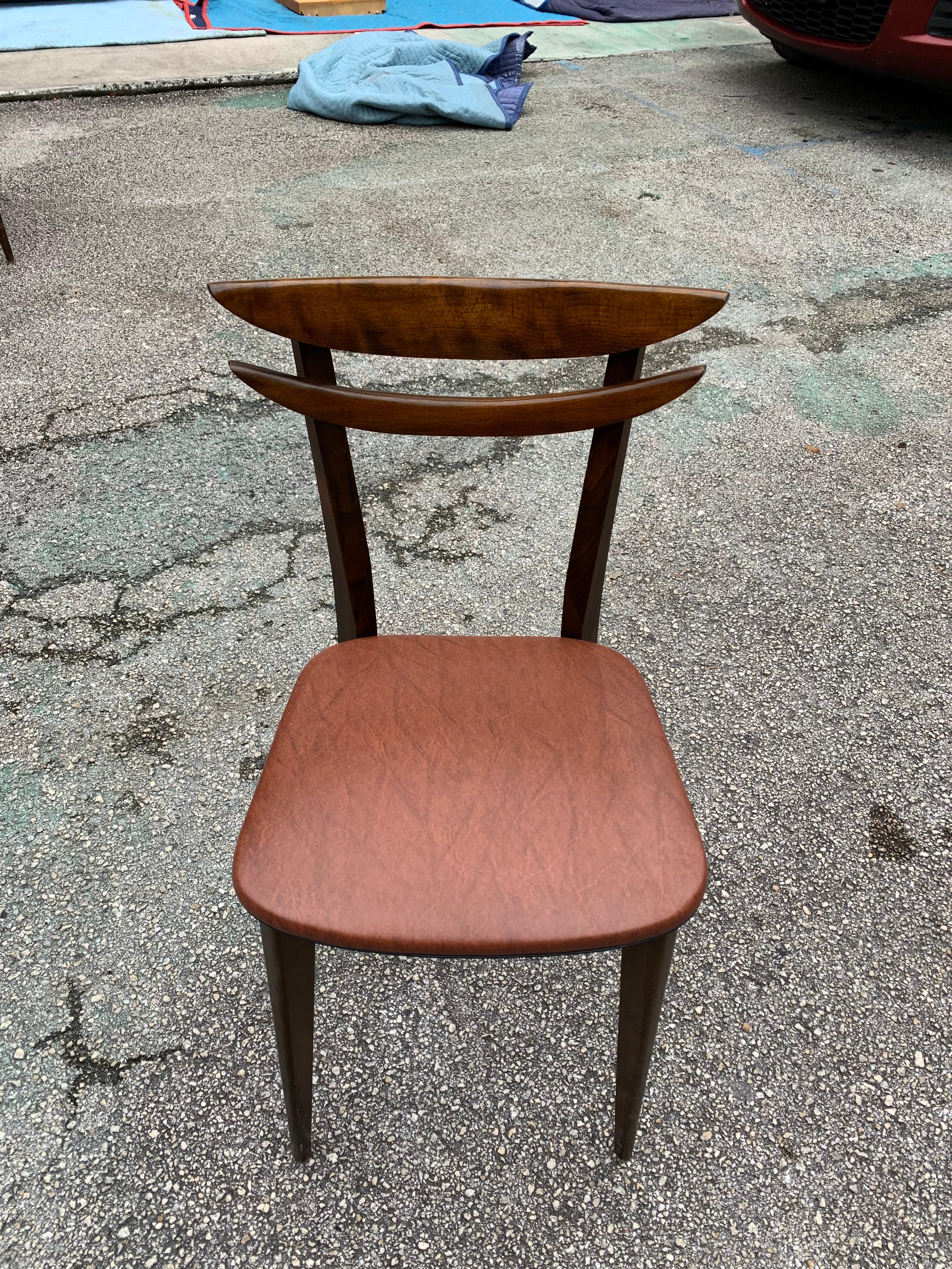 Set of 6 French Vintage Mid-Century Modern Solid Mahogany Dining Chairs, 1950s For Sale 11