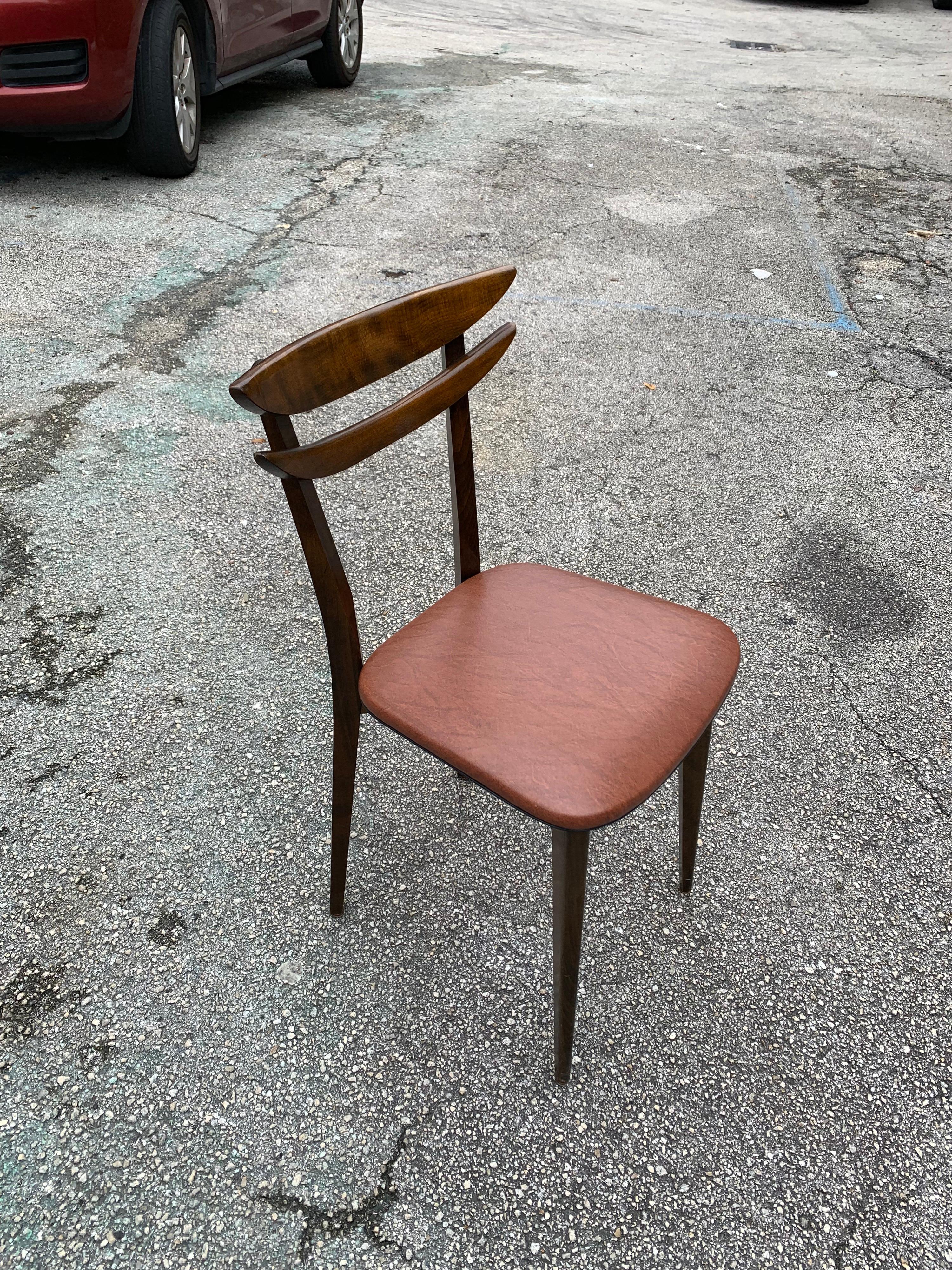 Set of 6 French Vintage Mid-Century Modern Solid Mahogany Dining Chairs, 1950s For Sale 13