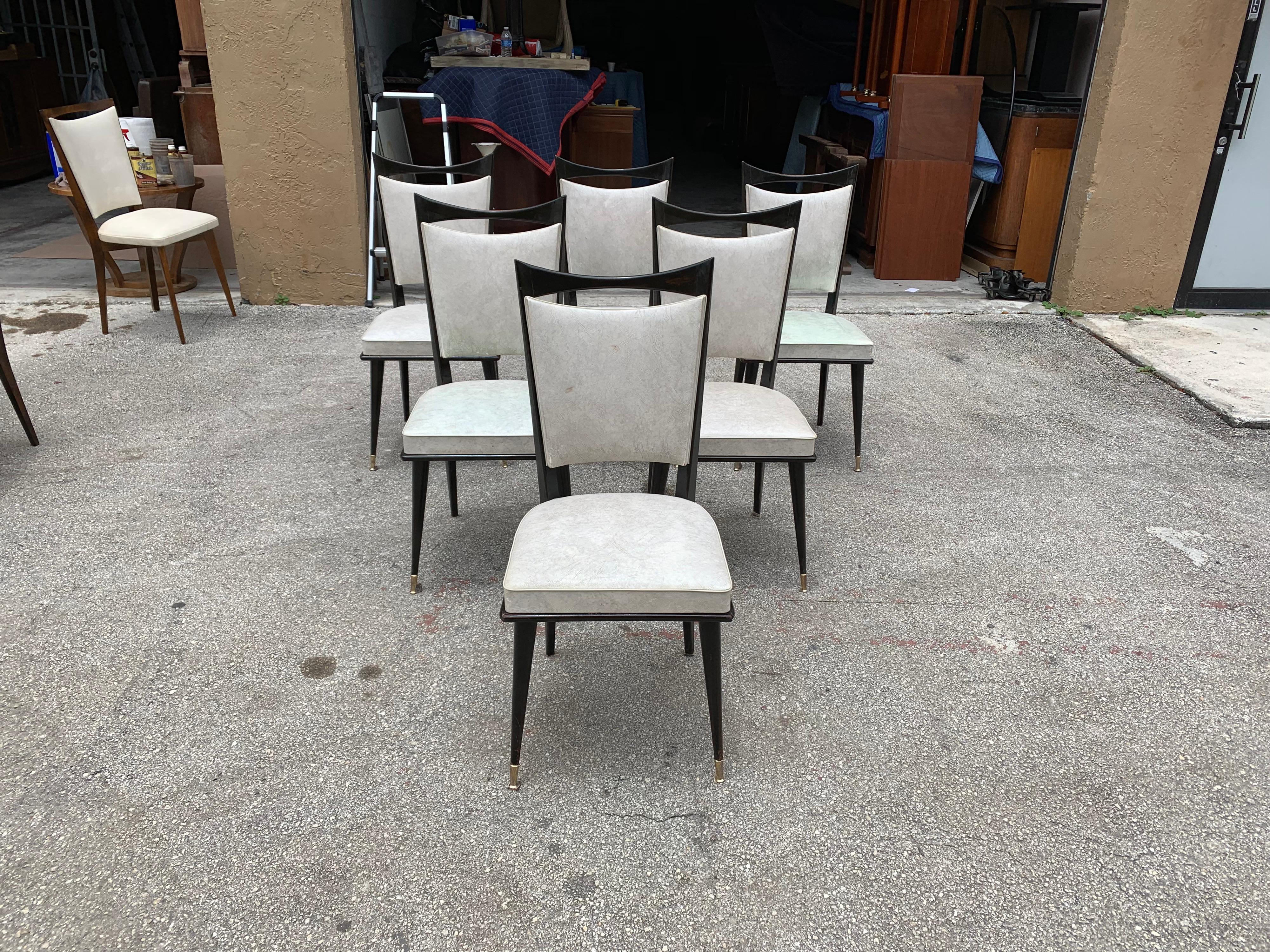 Set of 6 French Vintage Solid Mahogany Dining Chairs, 1940s 4