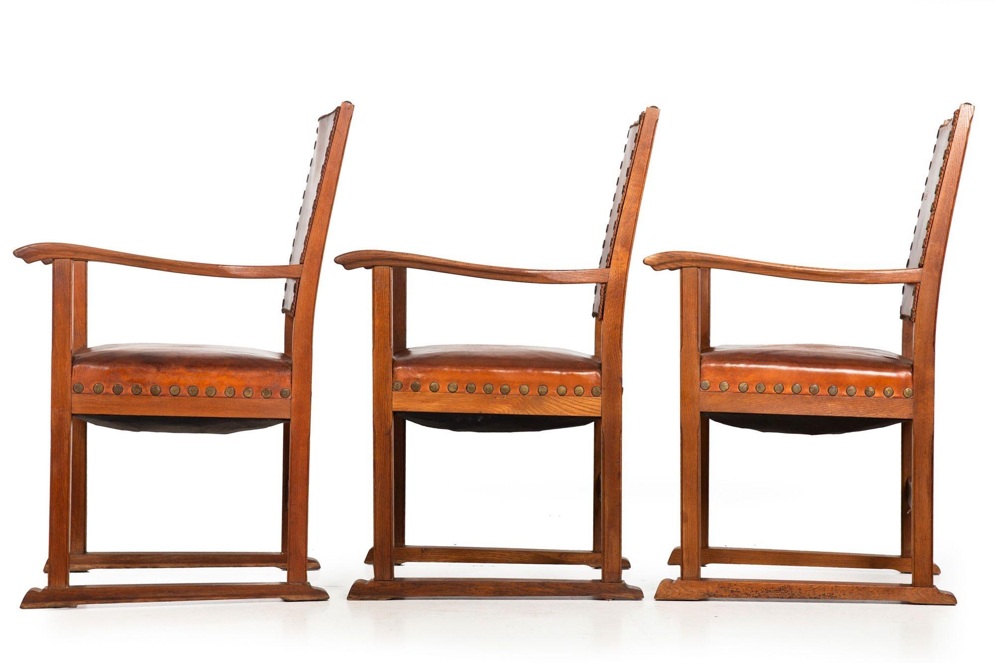 leather and oak dining chairs
