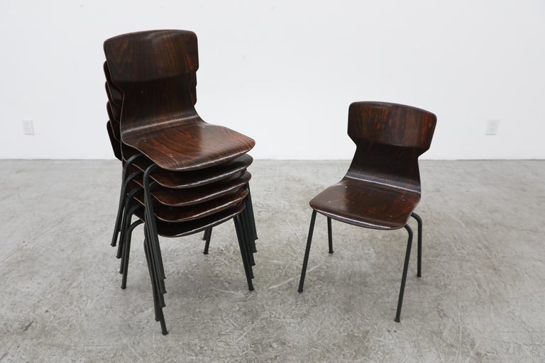 Set of 6 Fritz Hansen Style Stacking School Chairs For Sale at 1stDibs