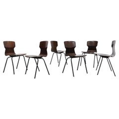 Set of 6 Fritz Hansen Style Stacking School Chairs