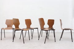 Set of 6 Fritz Hansen Style Wingback Stacking Dining Chairs