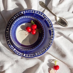 Set of 6 Fruit Plates - Vietri Collection "IColorati" - Blue